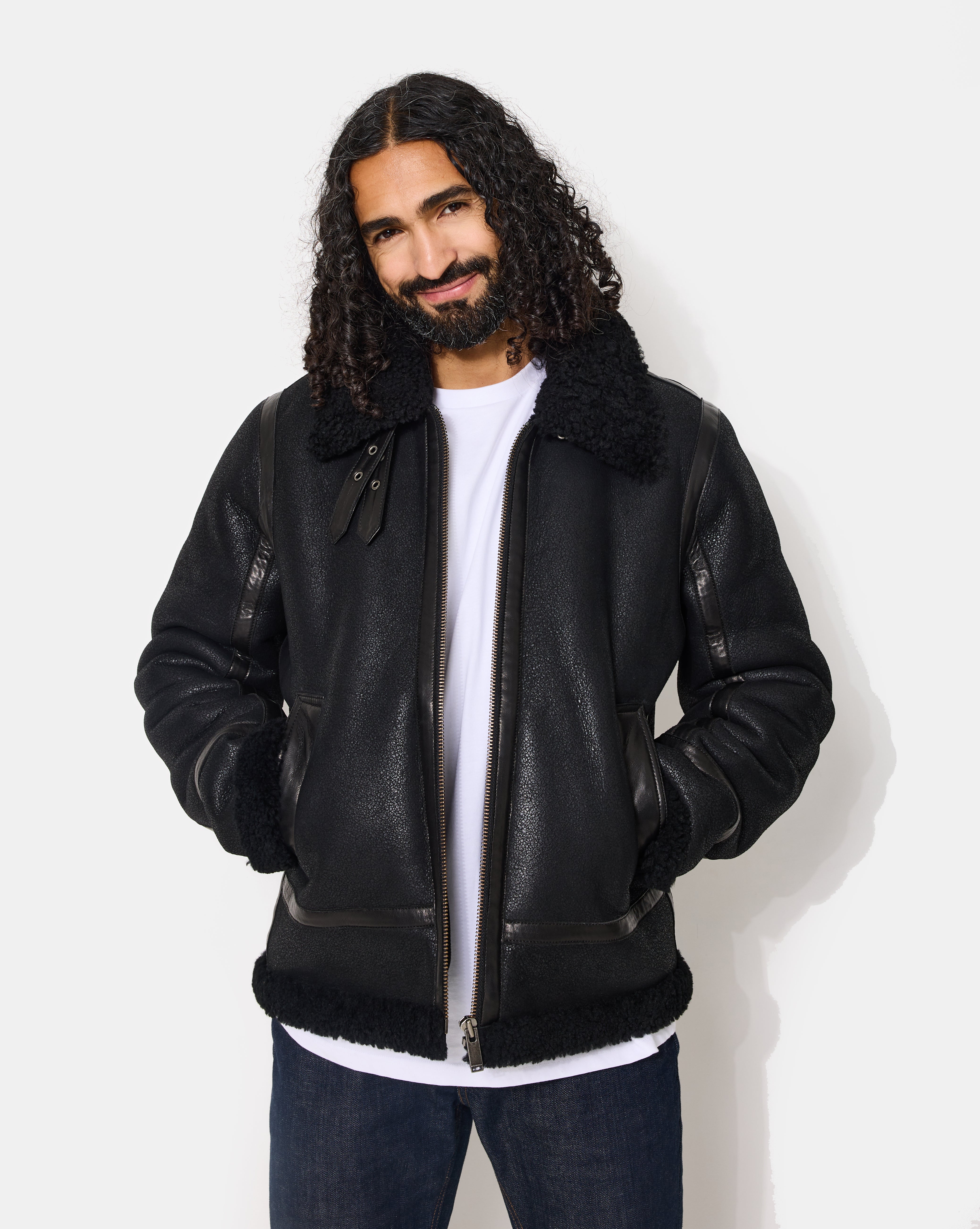 Blouson bombardier B-3 marron mythique USA, cuir de mouton - Blouson homme Blouson bombardier B-3 marron mythique USA, cuir de mouton - Blouson homme