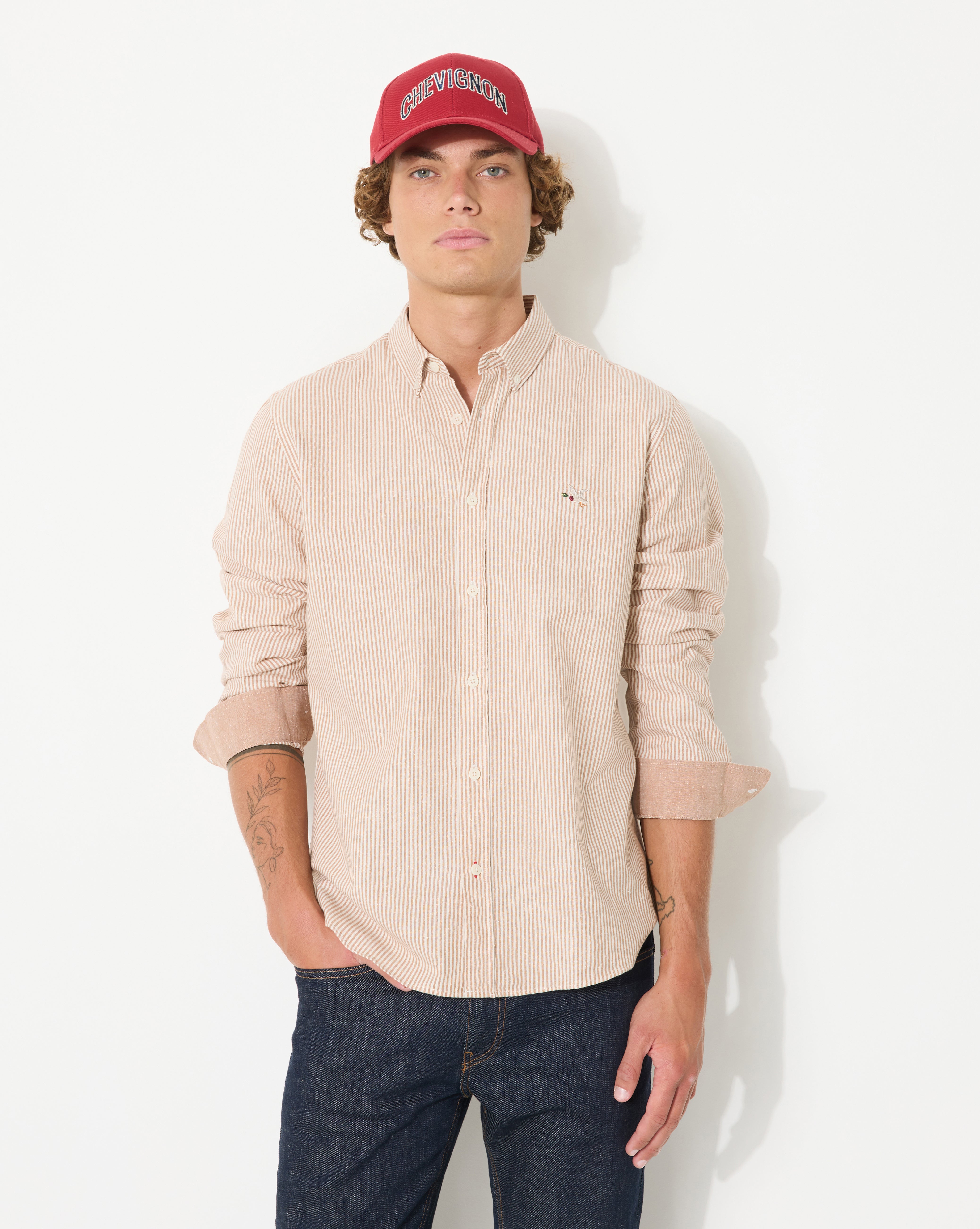 CHEMISE OXFORD SAKO MARRON