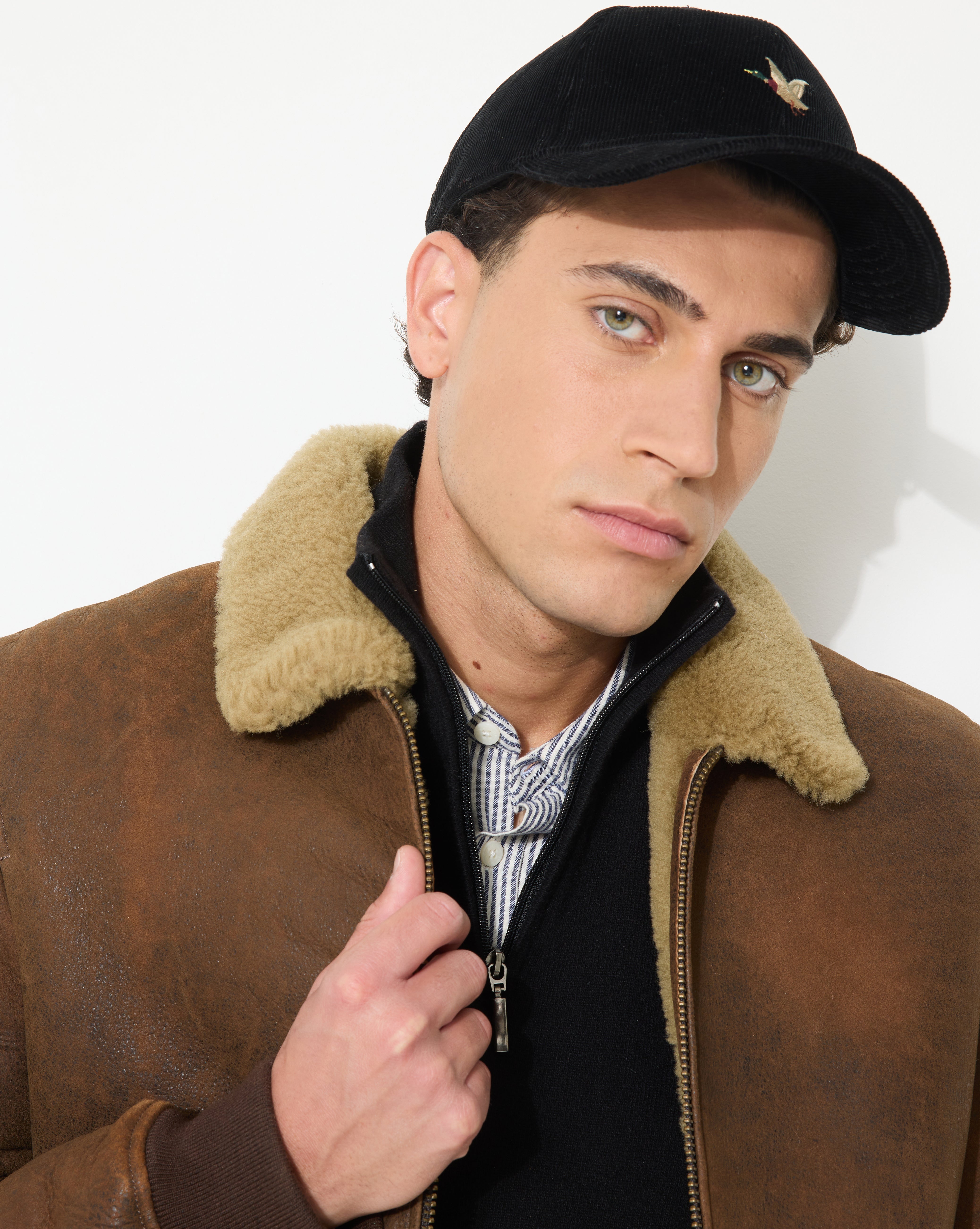 BLOUSON EN CUIR PILOT SHEEP MARRON