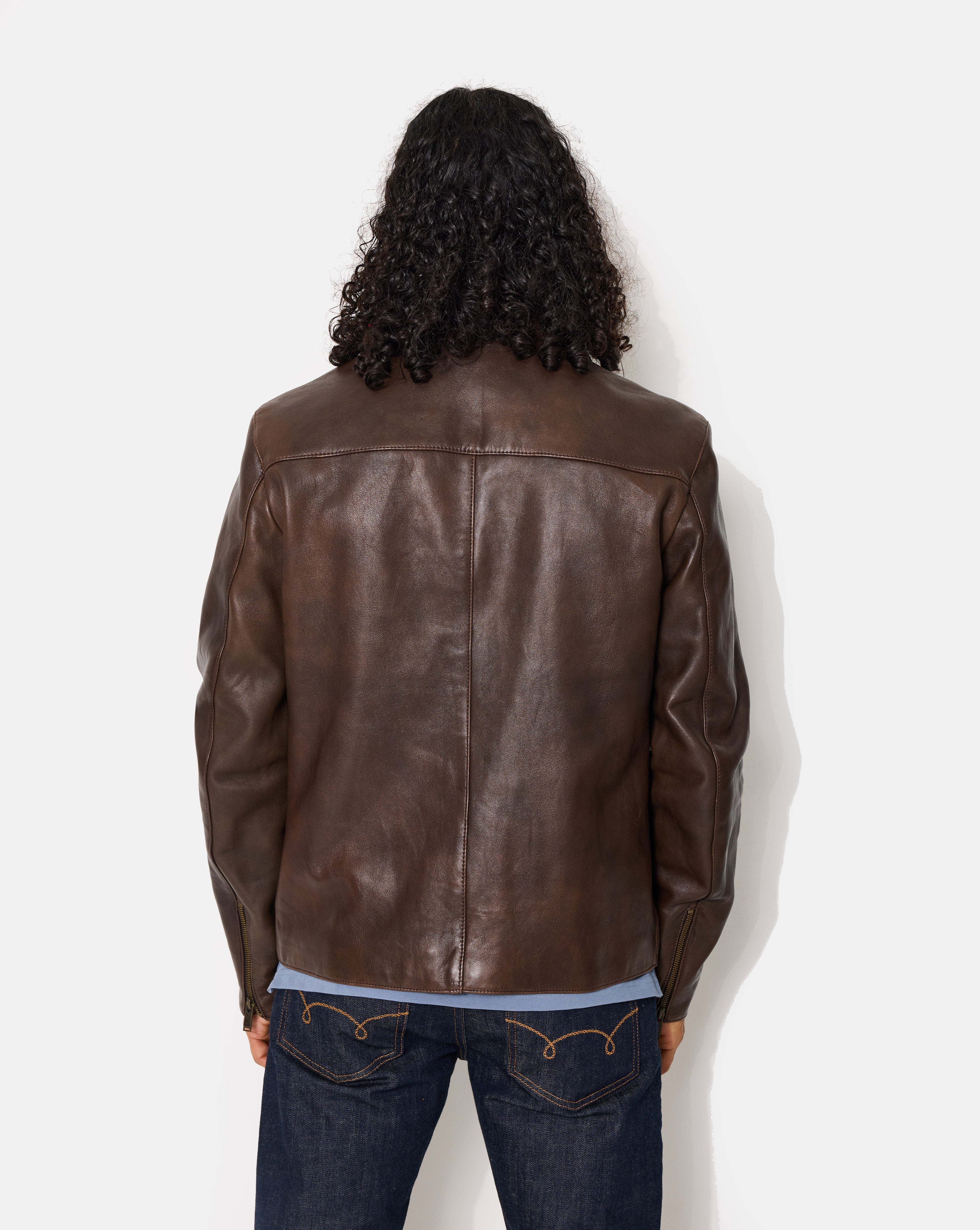 BLOUSON EN CUIR TROOPER MARRON