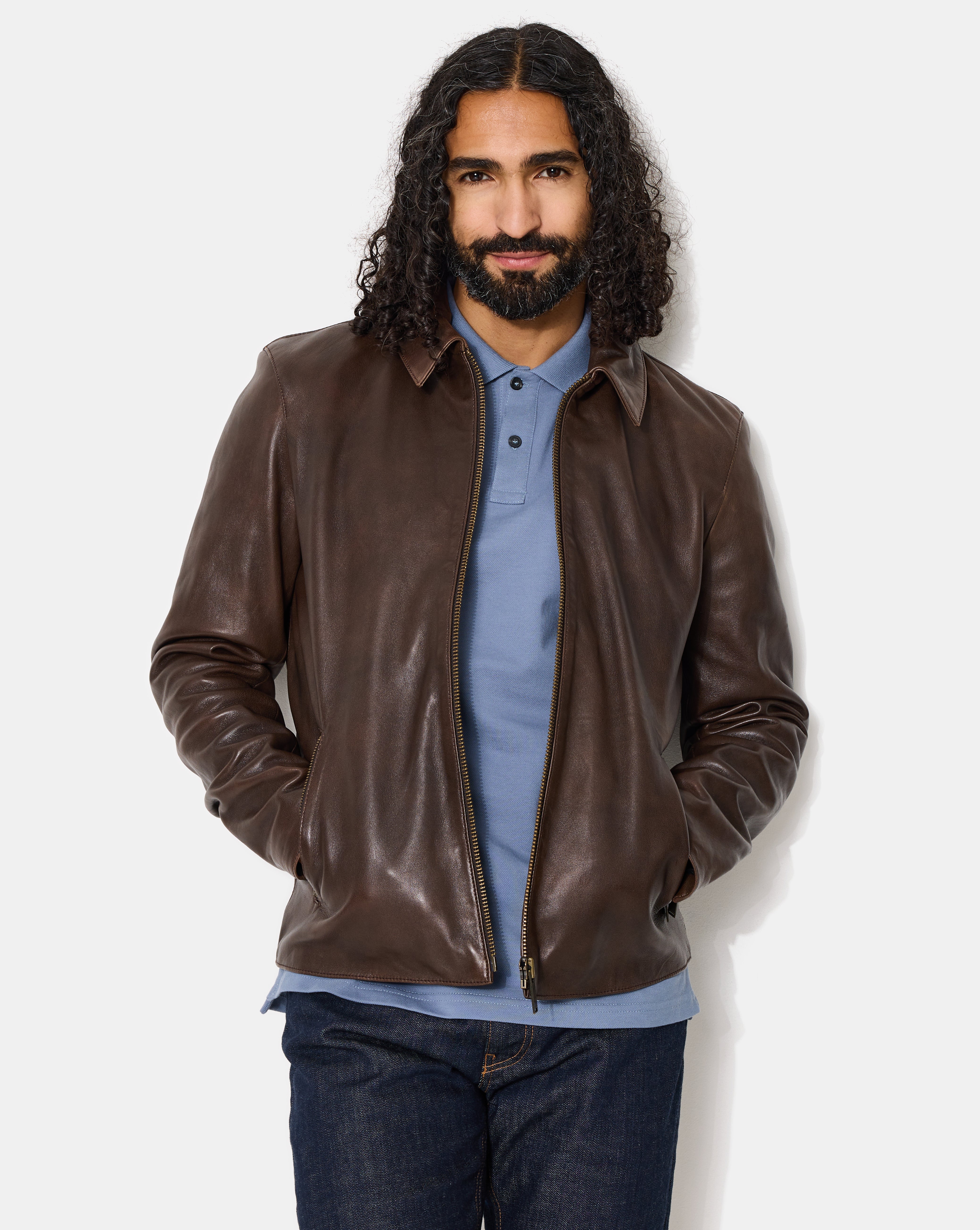 BLOUSON EN CUIR TROOPER MARRON