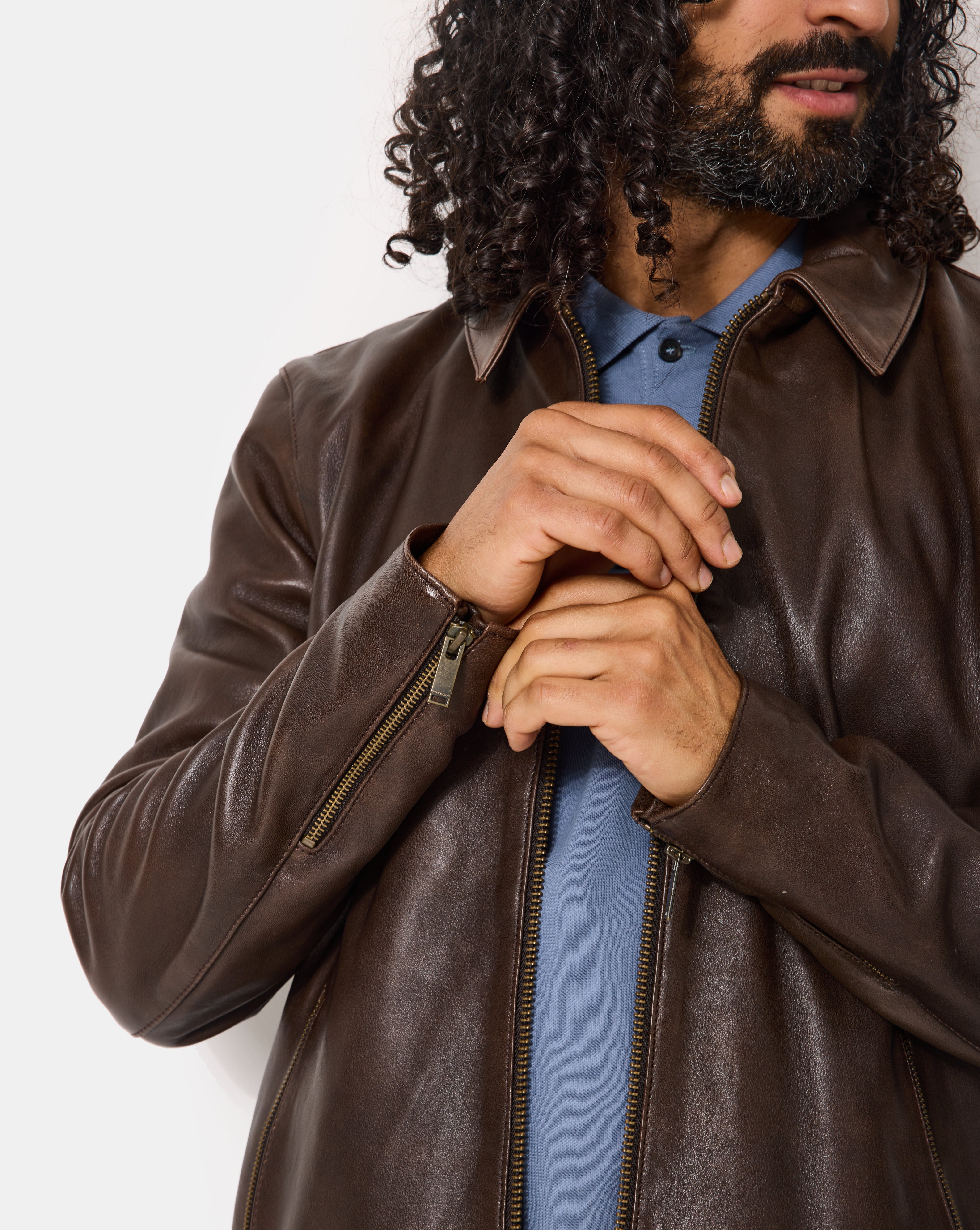 BLOUSON EN CUIR TROOPER MARRON