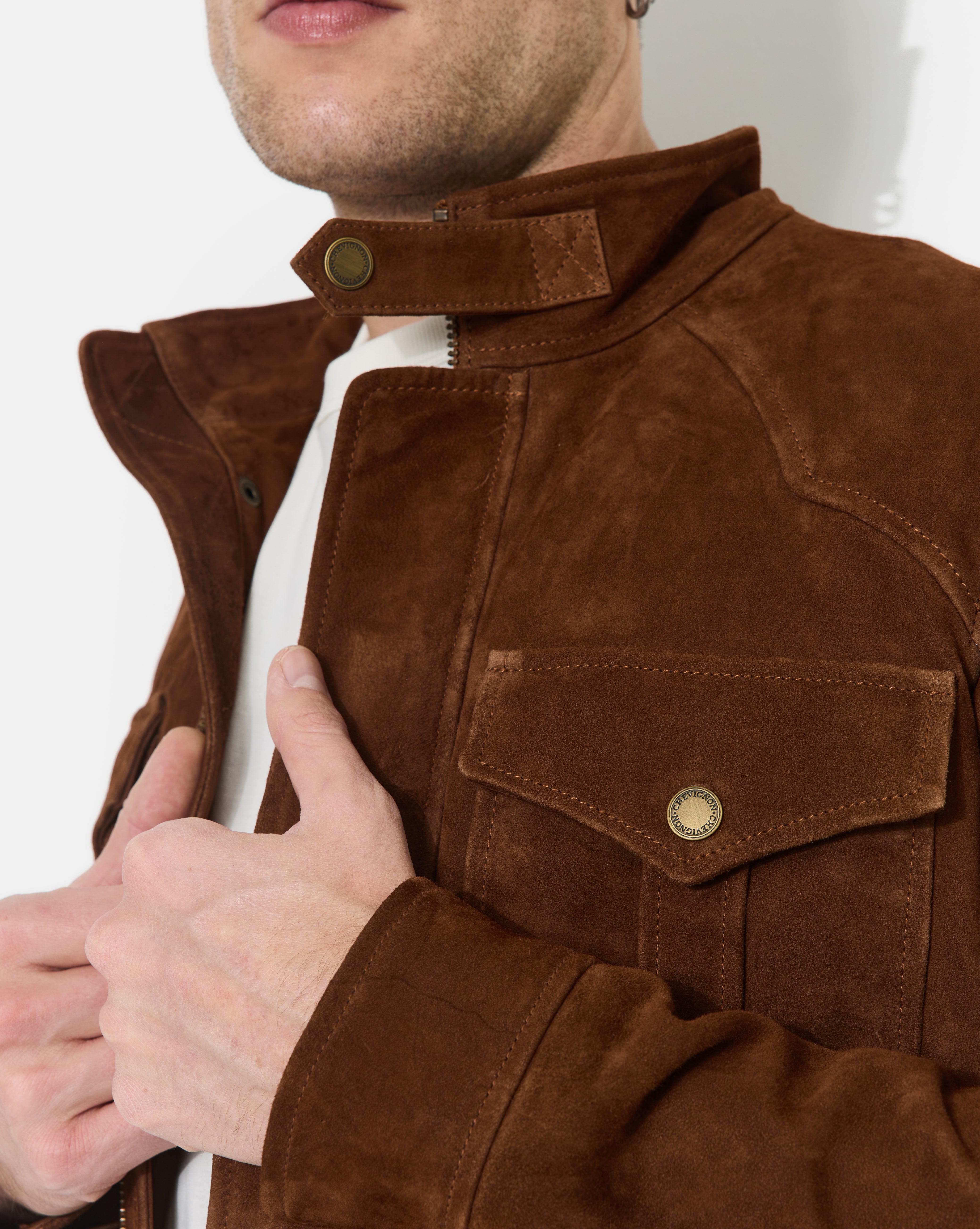 VESTE EN CUIR DAGGER MARRON