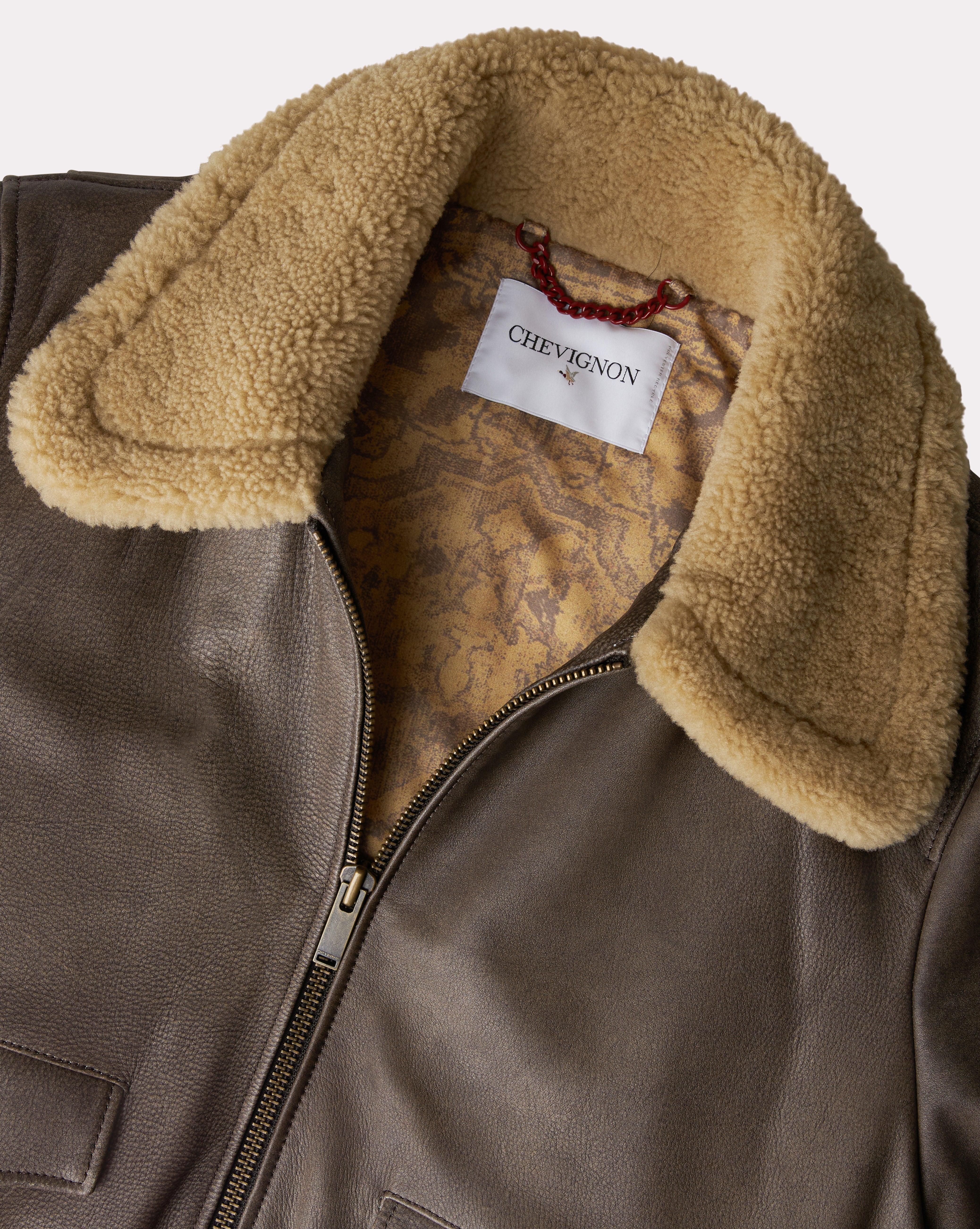 BLOUSON PILOT CUIR MARRON