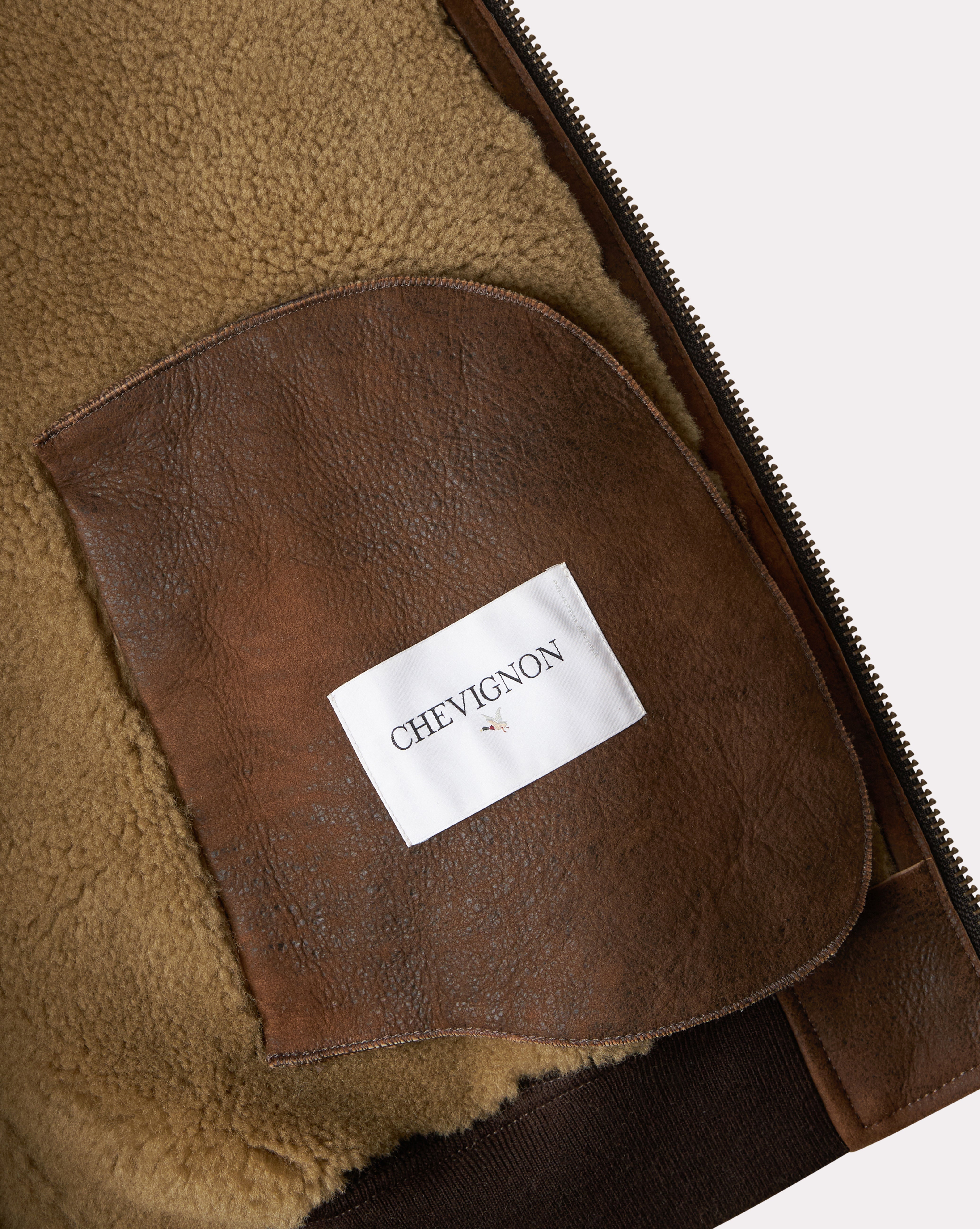 BLOUSON EN CUIR PILOT SHEEP MARRON