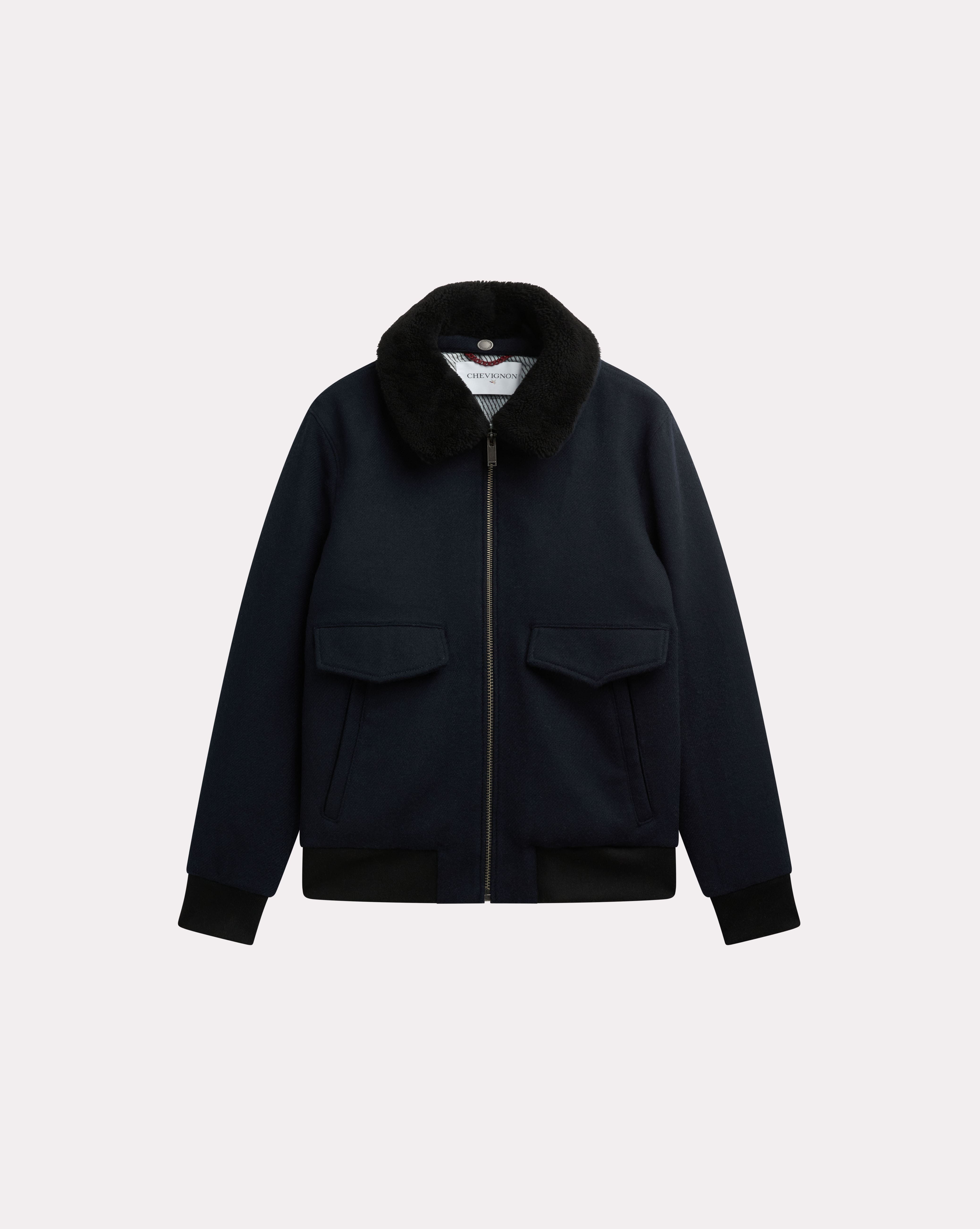 NAVY BLUE WOOL PILOT JACKET Chevignon