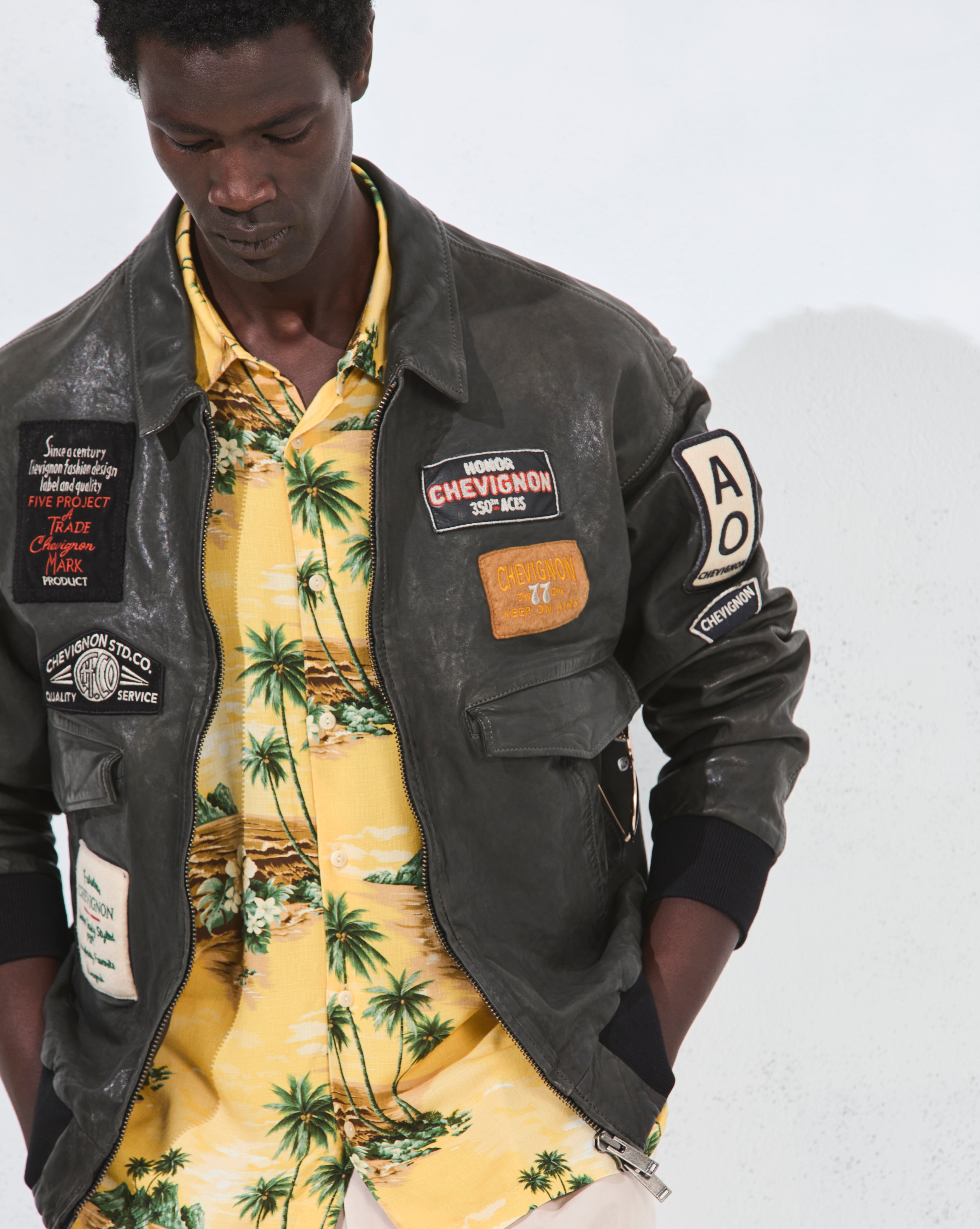 BLOUSON EN CUIR PILOTE VINTAGE GRIS