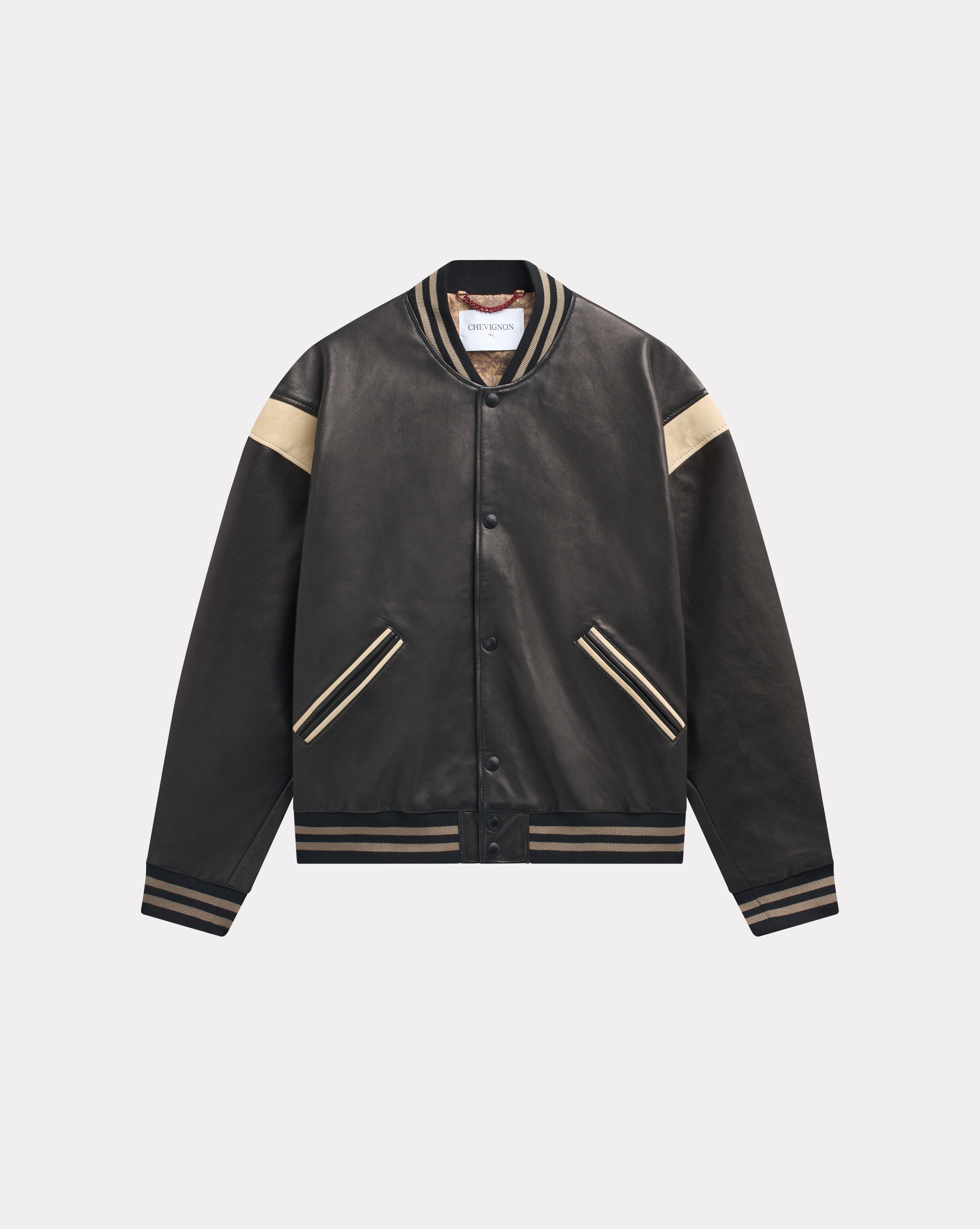 TEDDY VARSITY EN CUIR NOIR