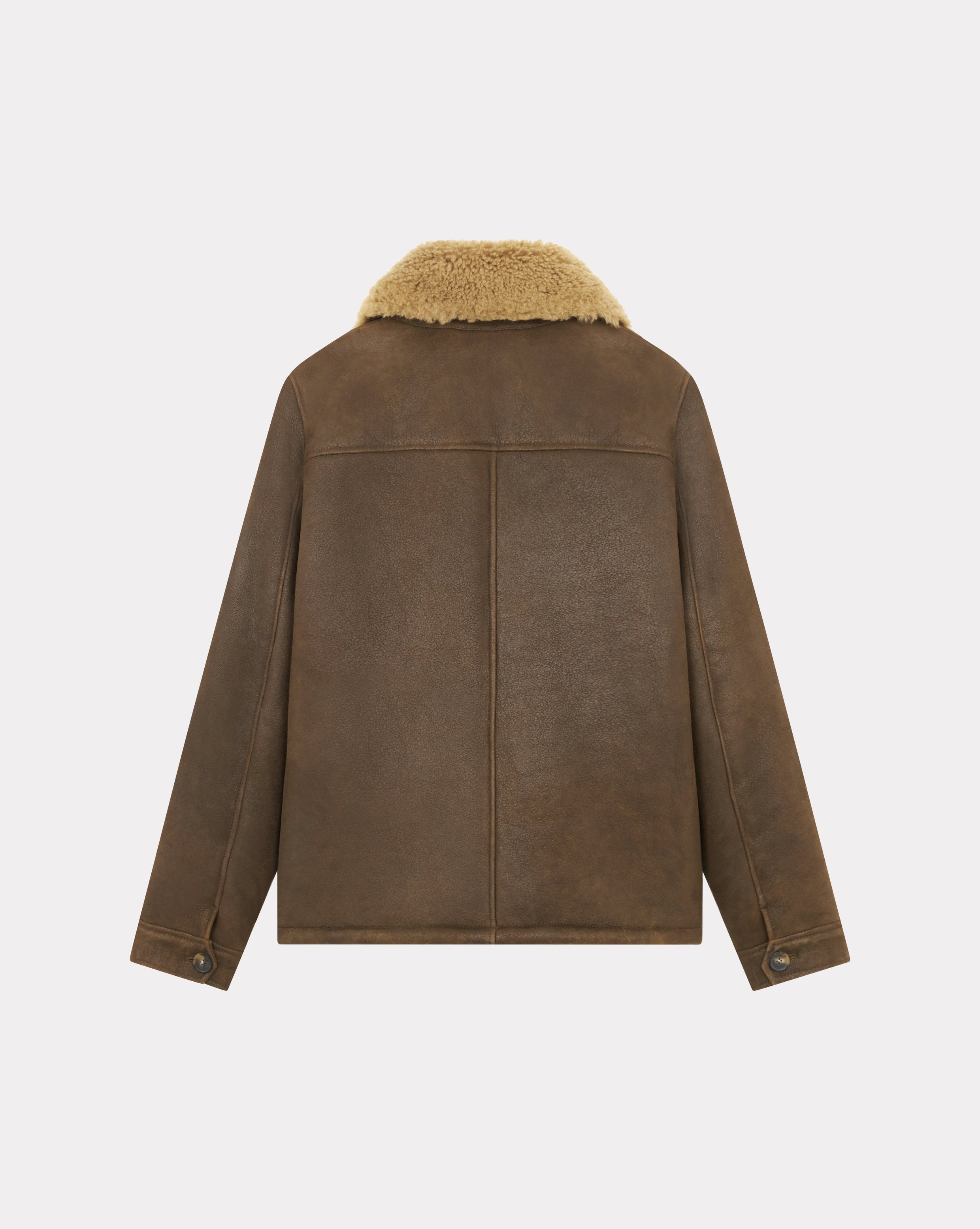 BLOUSON EN CUIR V-SHEARLING MARRON