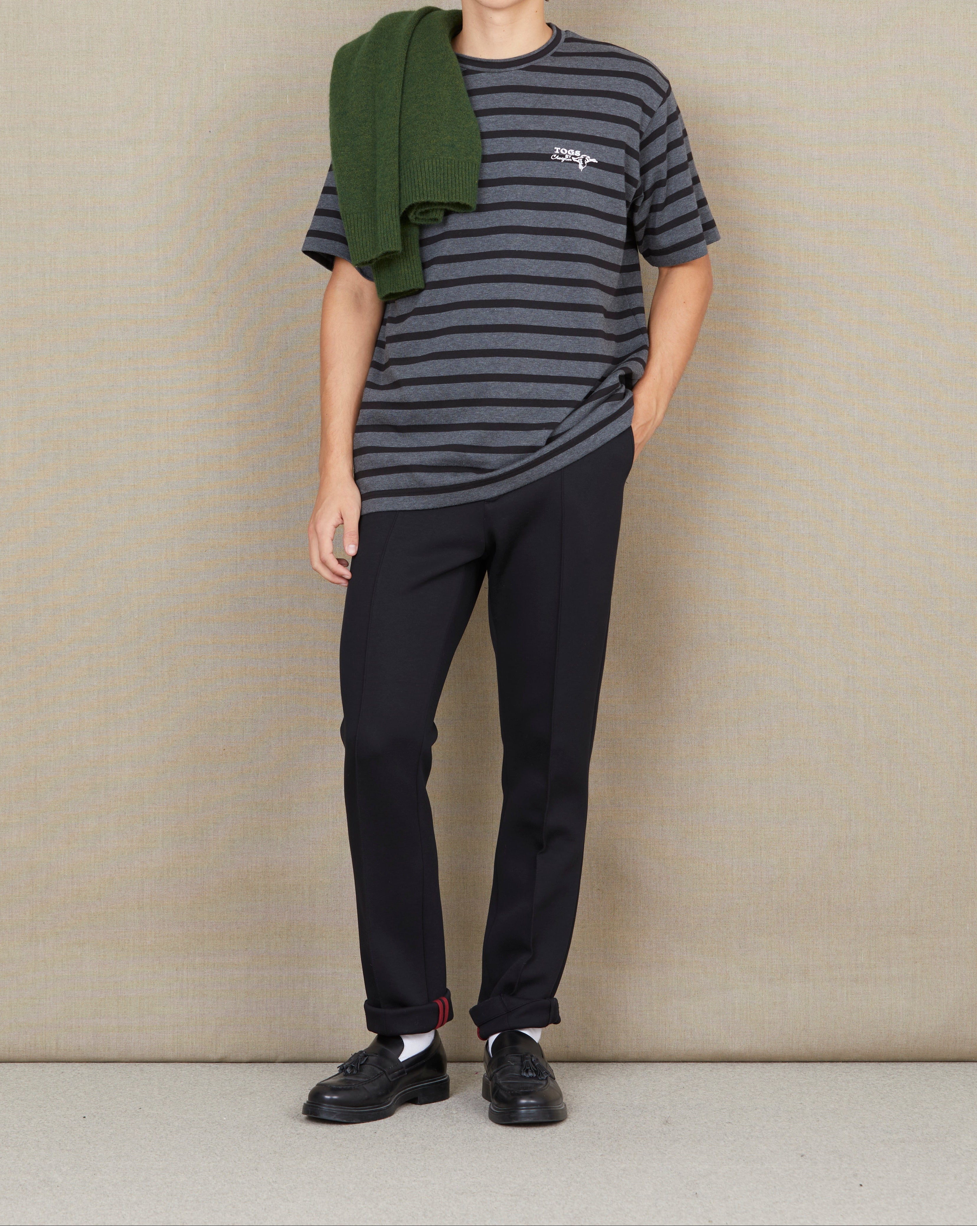 STRIPED T-SHIRT OUTERWEAR TEE STRIPES BLACK