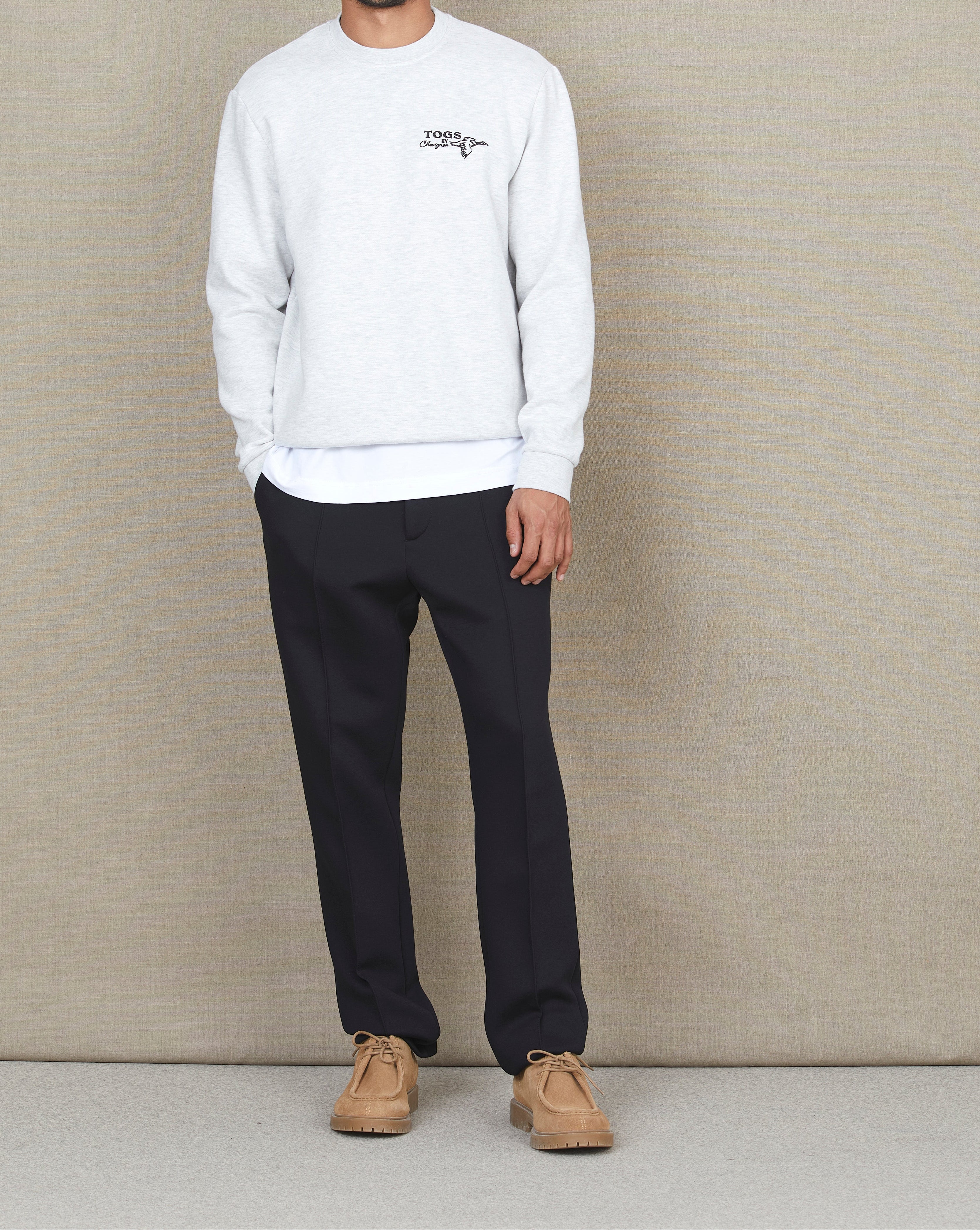 EMBROIDERED SWEATSHIRT OUTERWEAR GRAY SWEATSHIRT