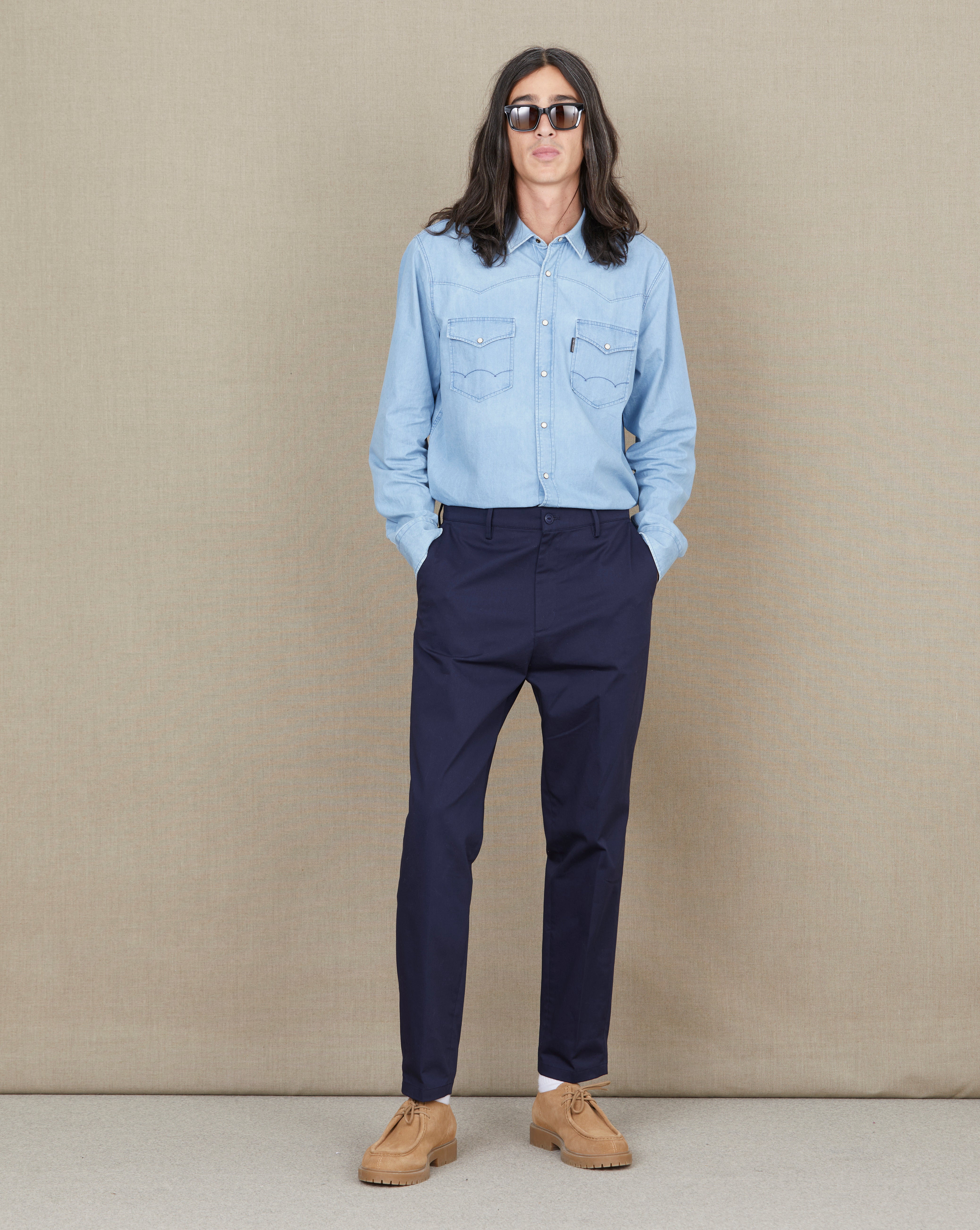 PANTALON PLEAT BLEU MARINE