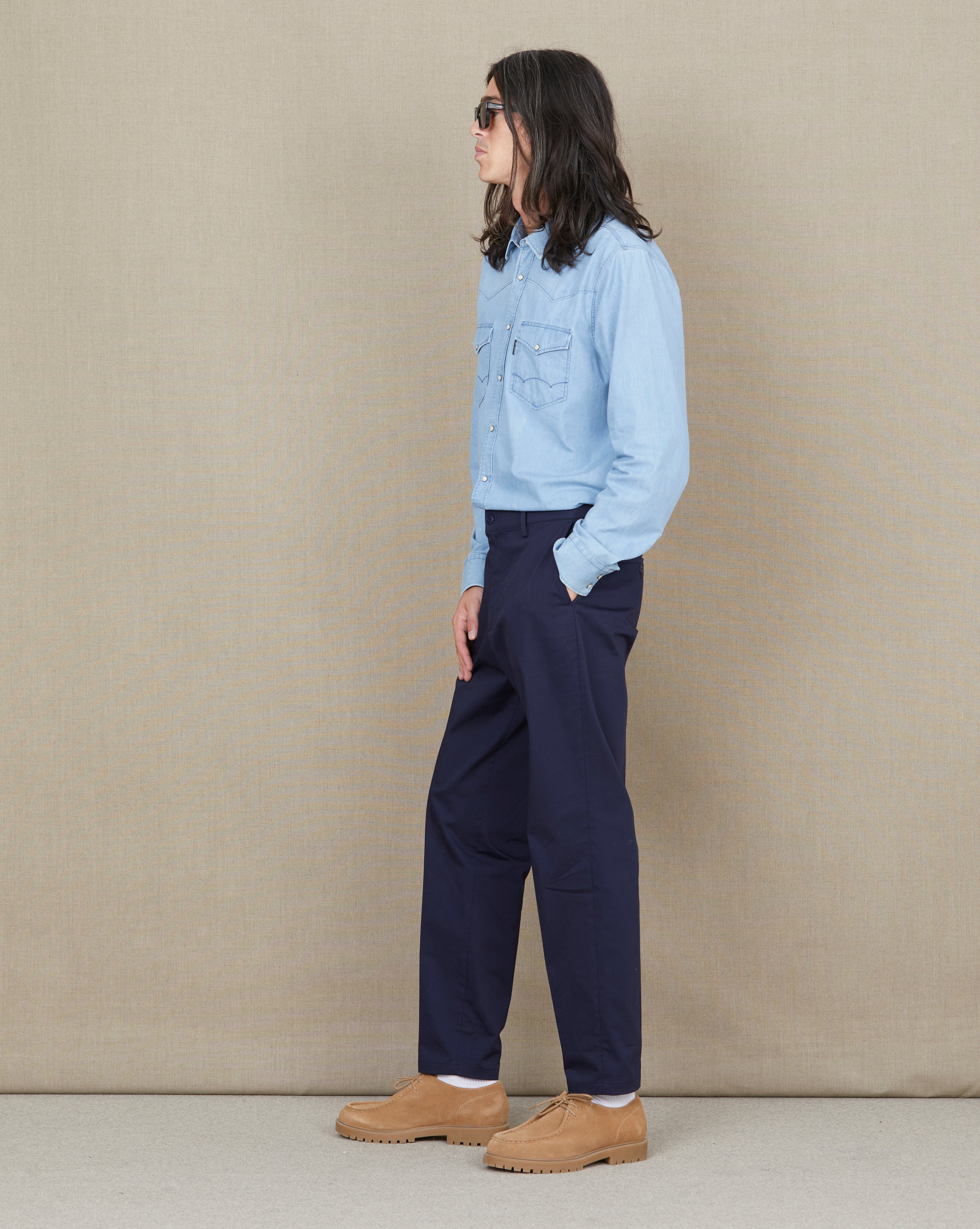 PANTALON PLEAT BLEU MARINE