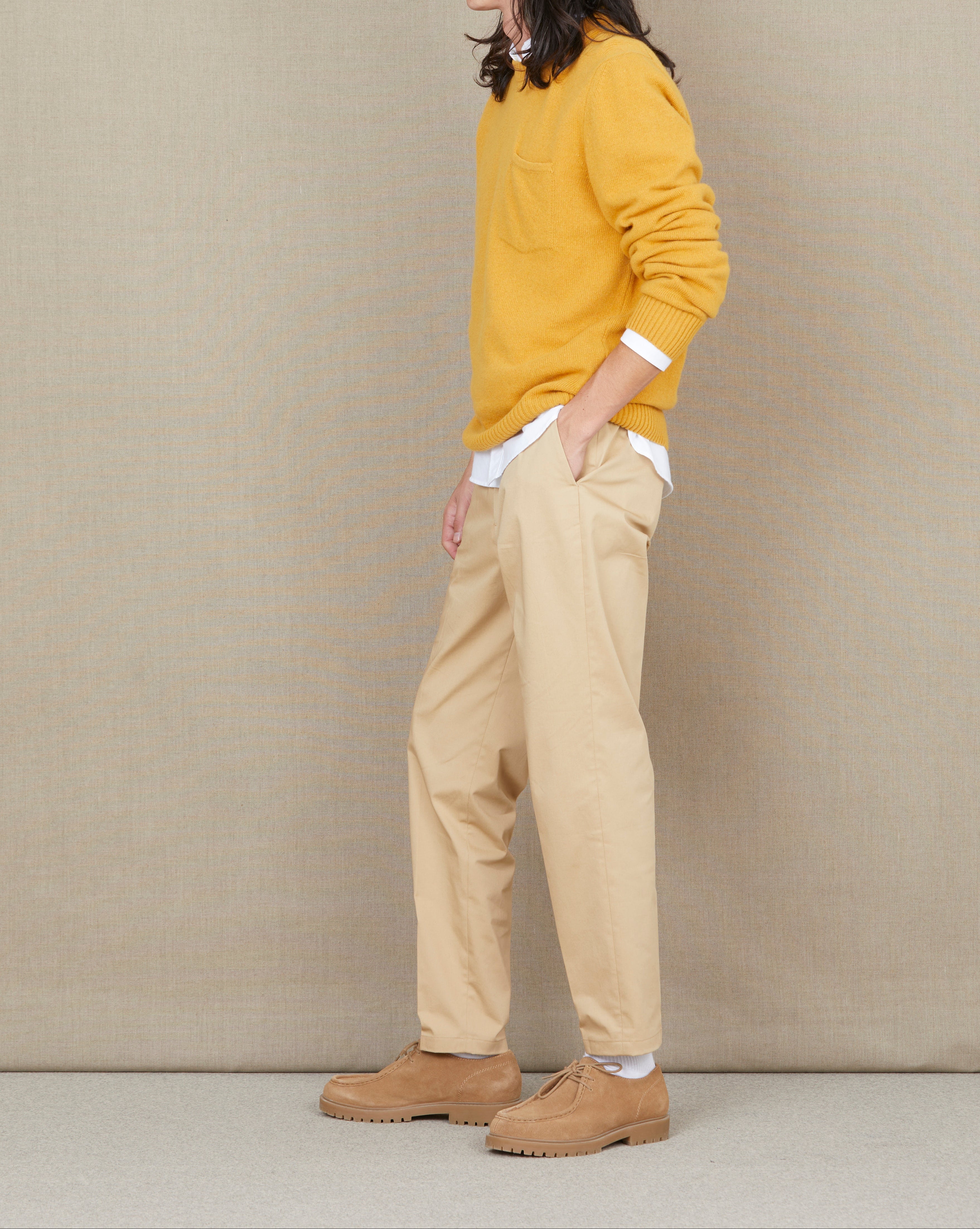 BROWN WOOL POCKET SWEATER