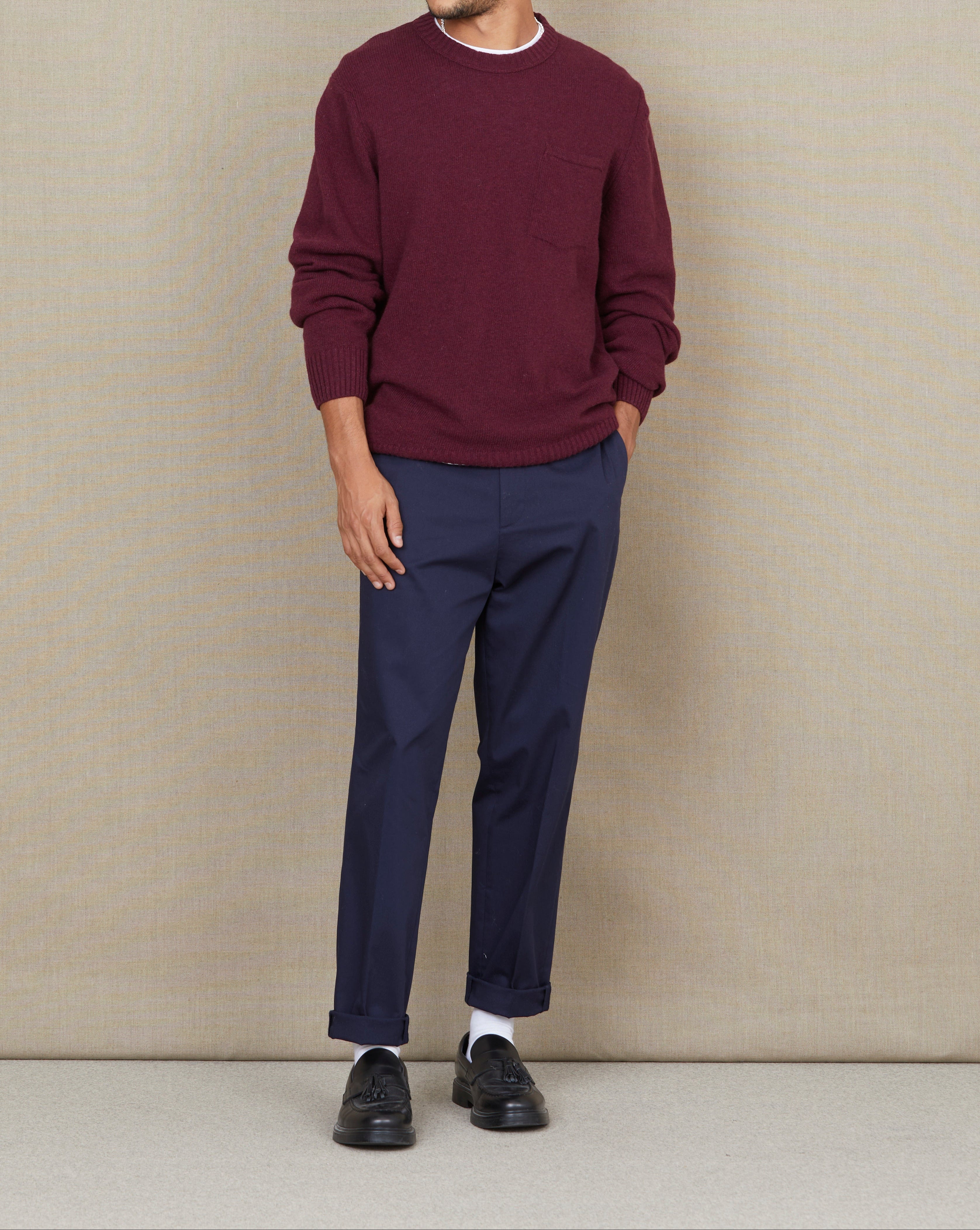 PULL POCKET WOOL BURGUNDY