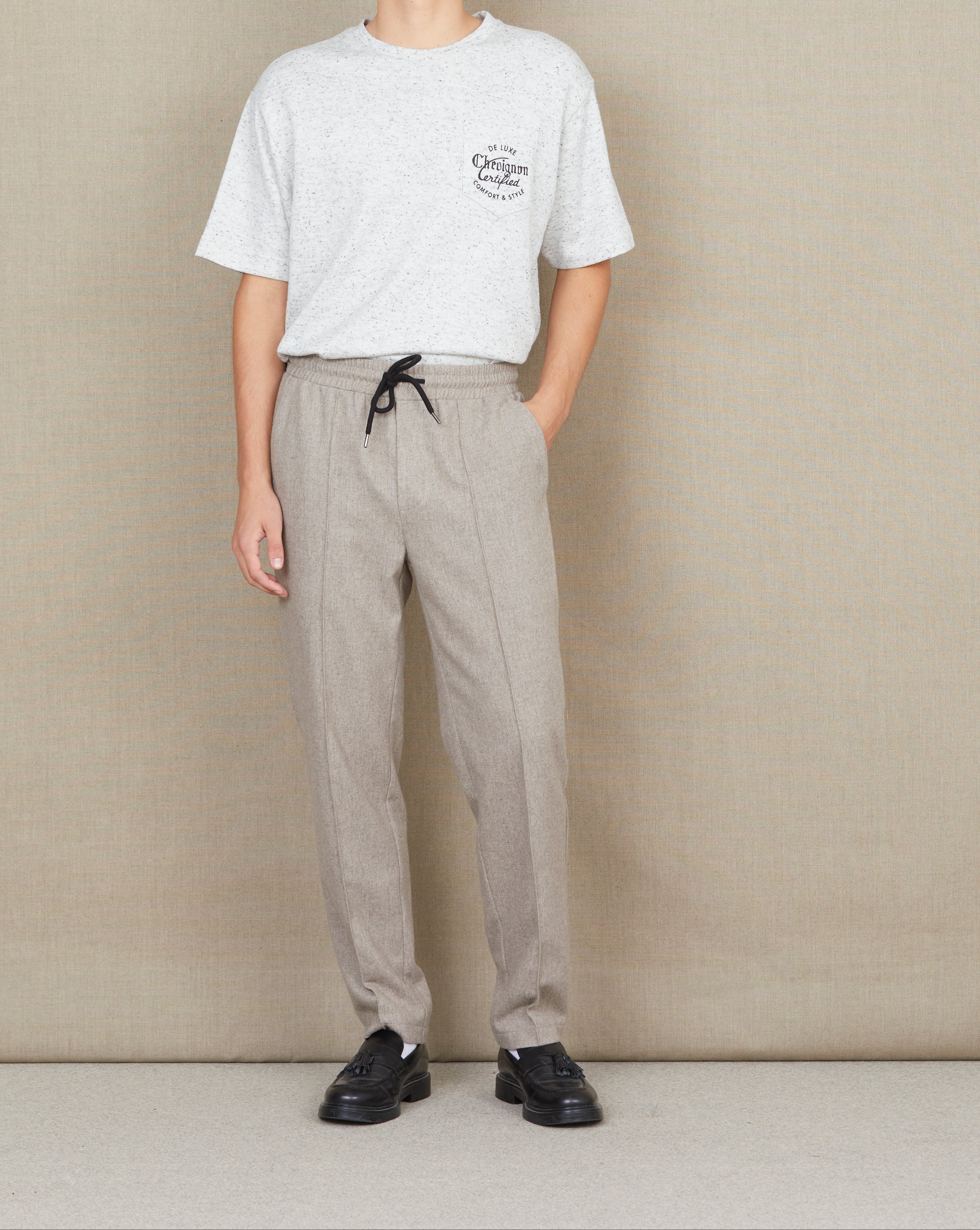 EMBROIDERED T-SHIRT CERTIFIED TEE NEPS GRAY