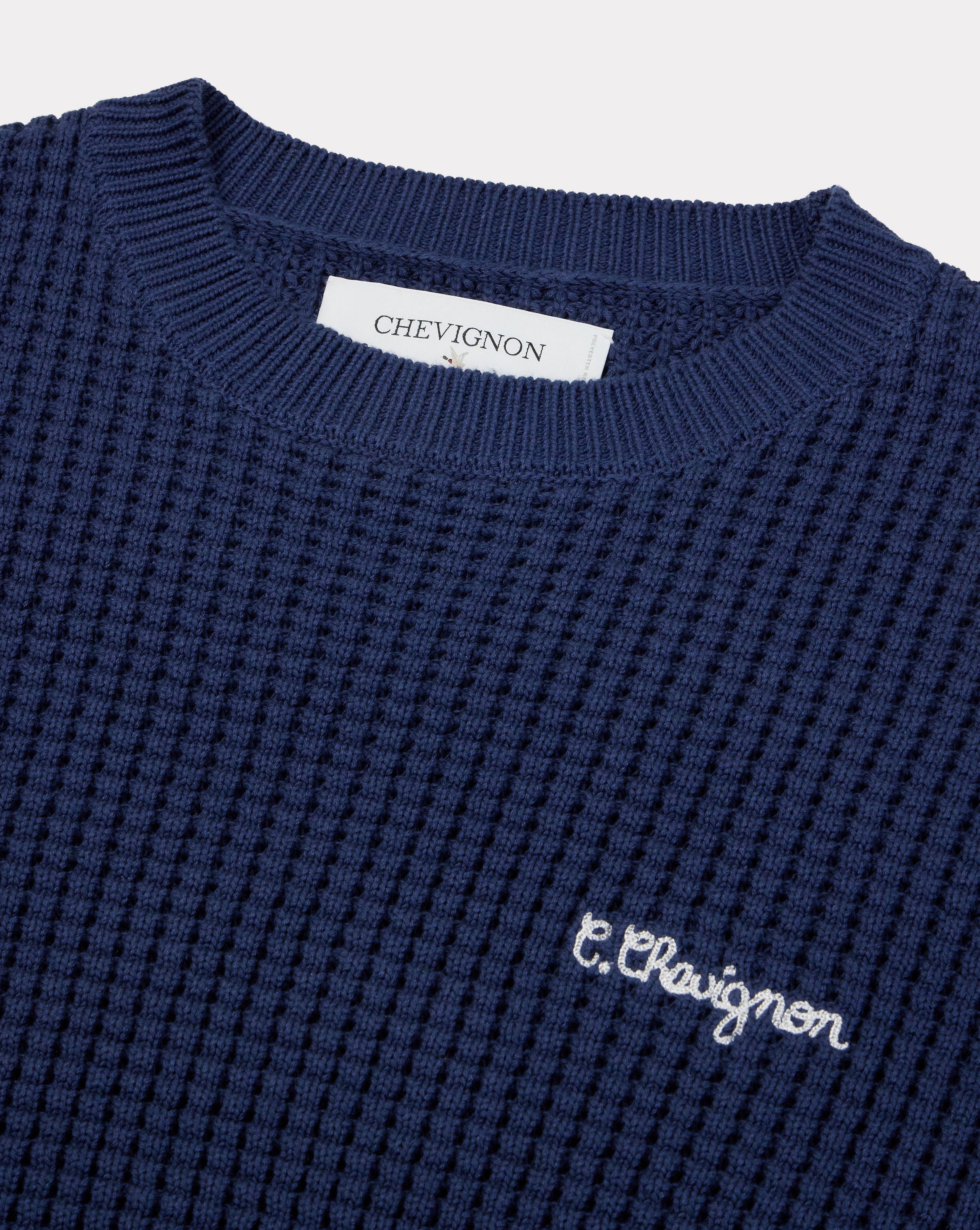 PULL PALM EN COTON BLEU