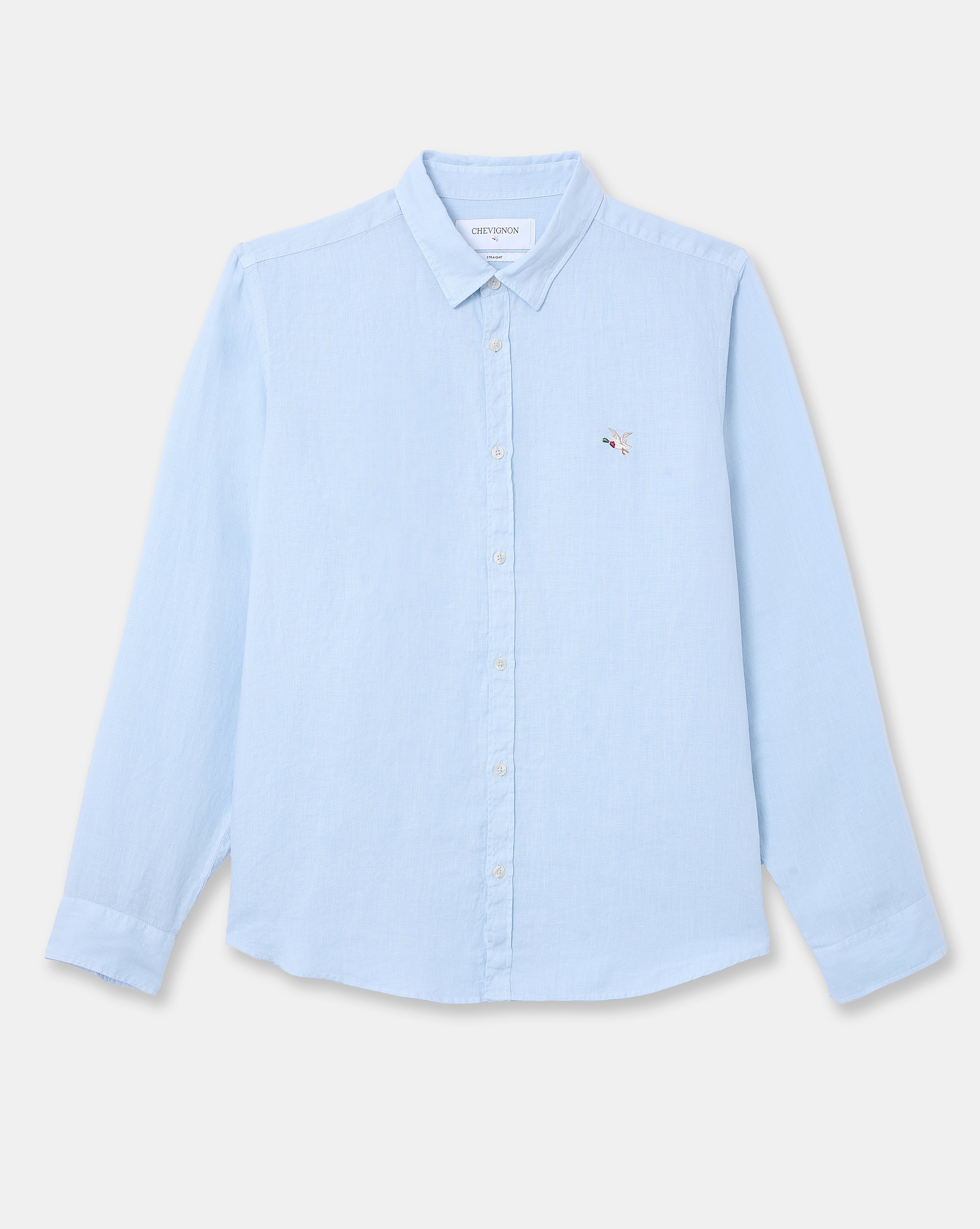 CHEMISE LINO ML BLEU CIEL