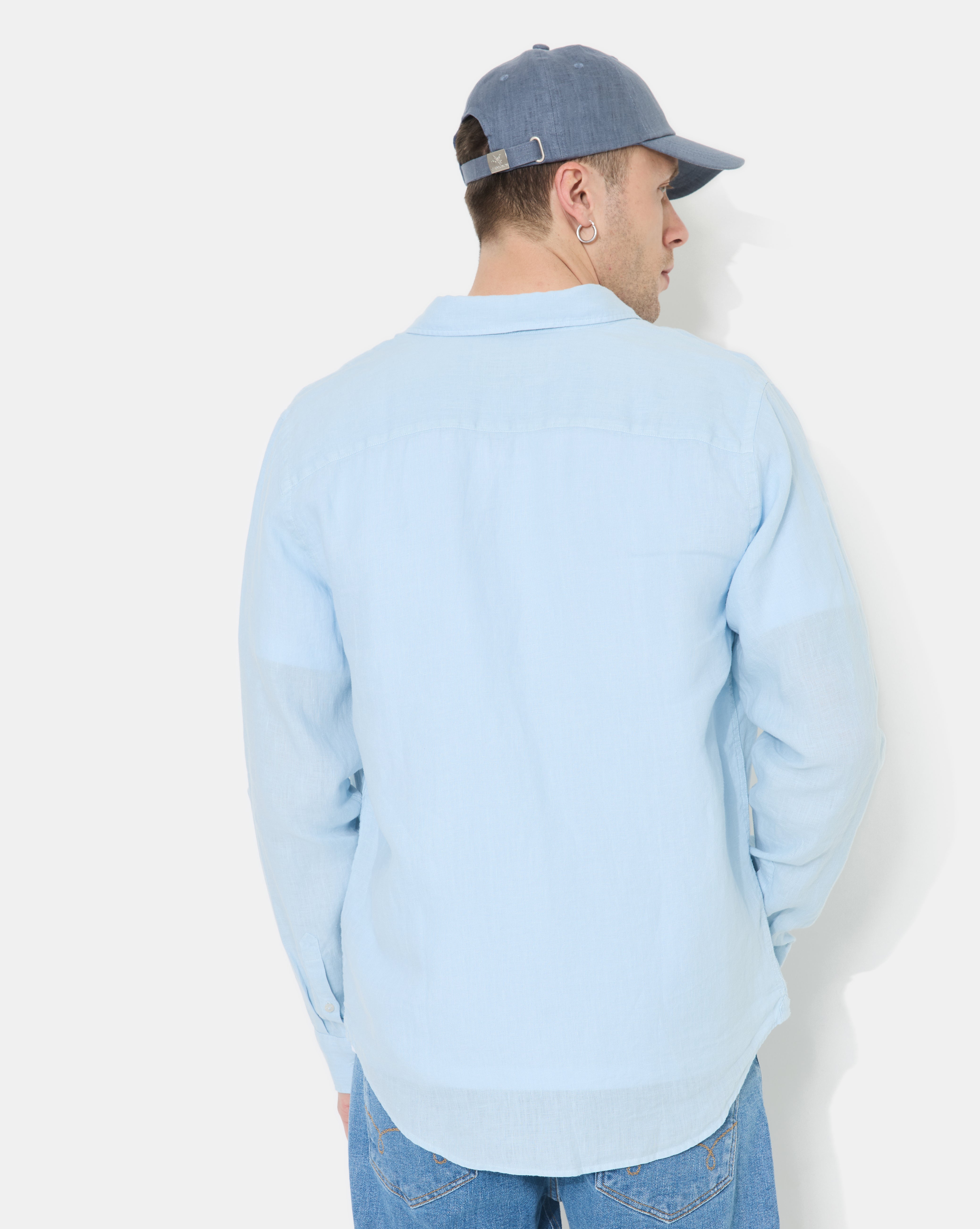 CHEMISE LINO ML BLEU CIEL