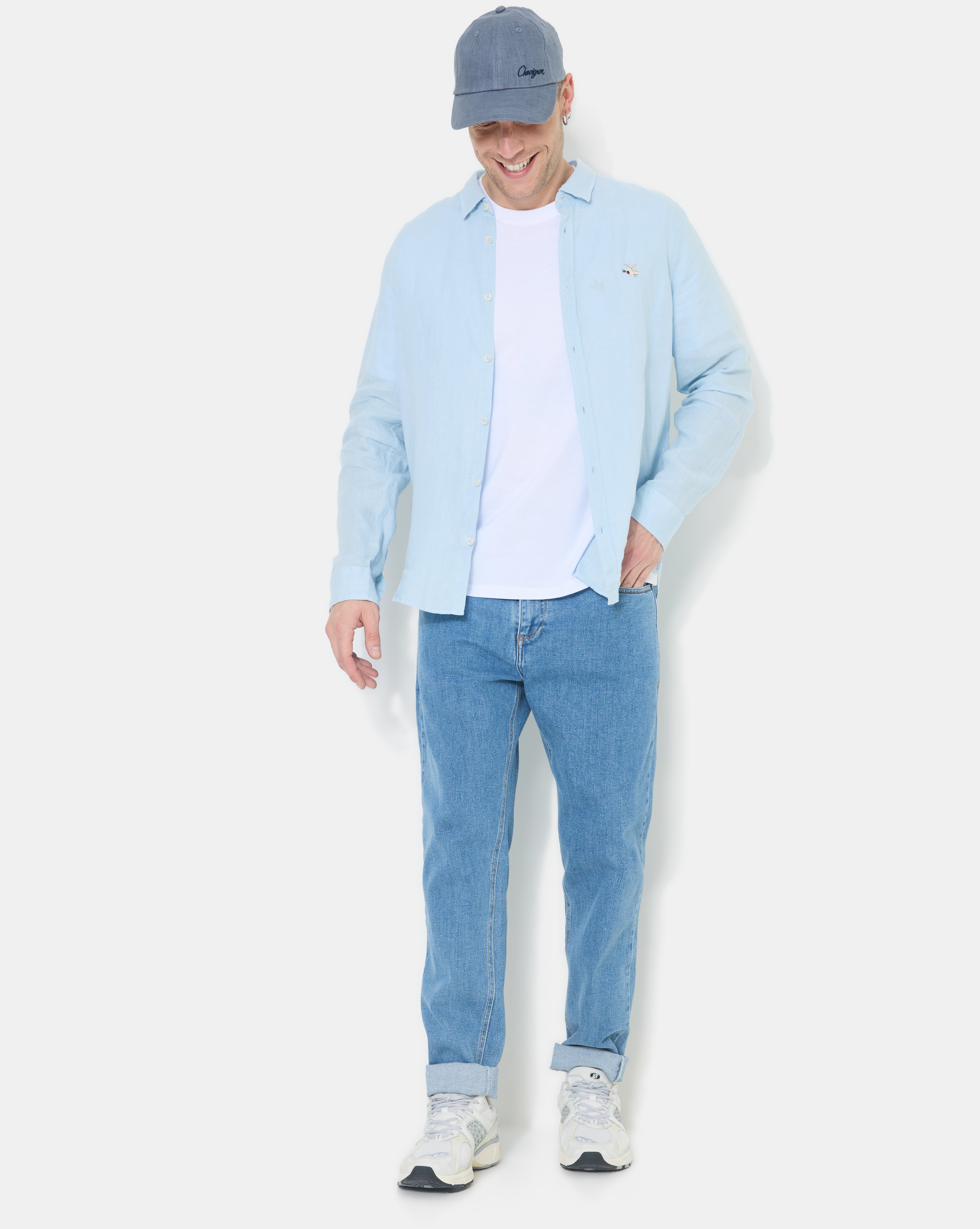CHEMISE LINO ML BLEU CIEL