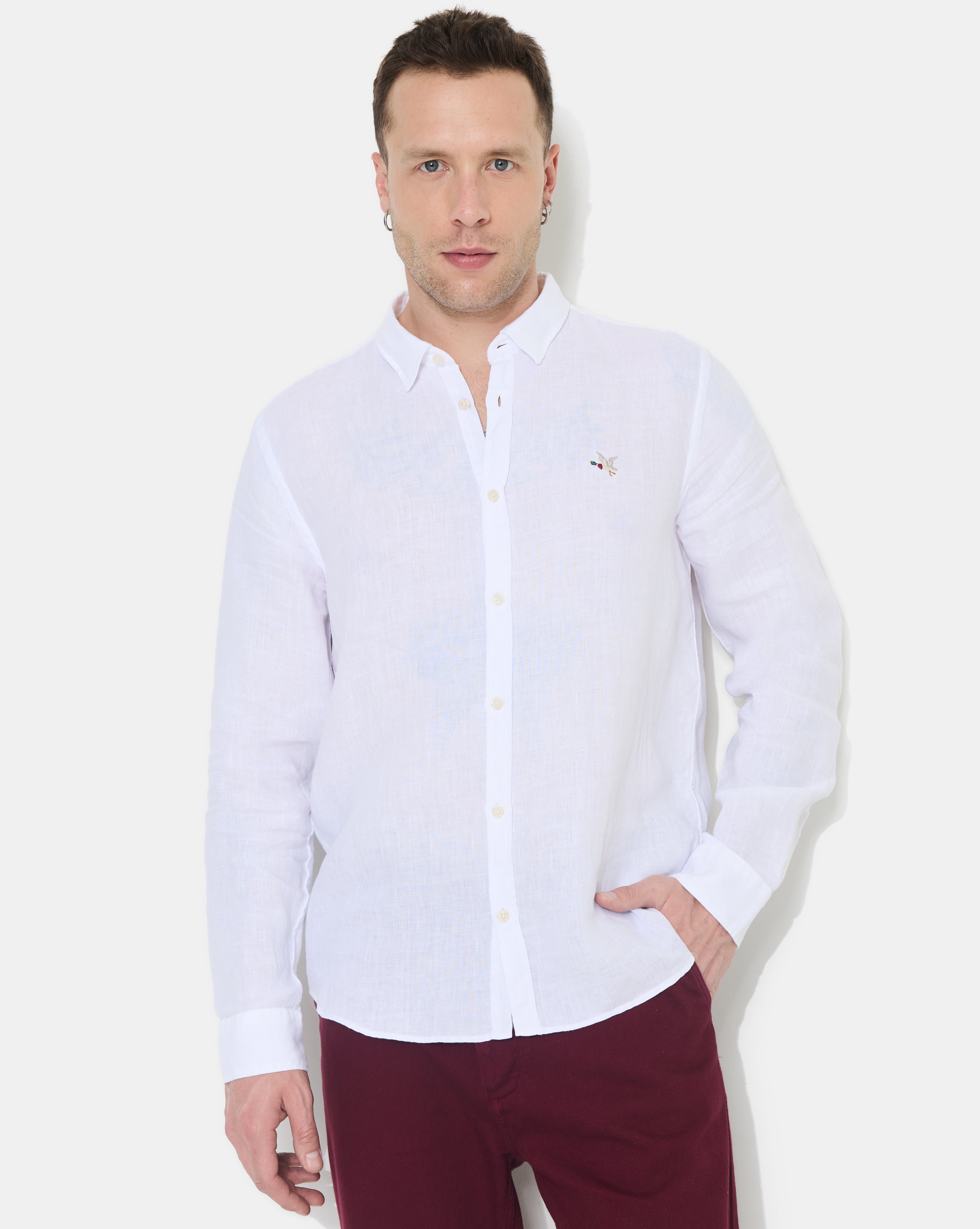 CHEMISE LINO ML BLANC