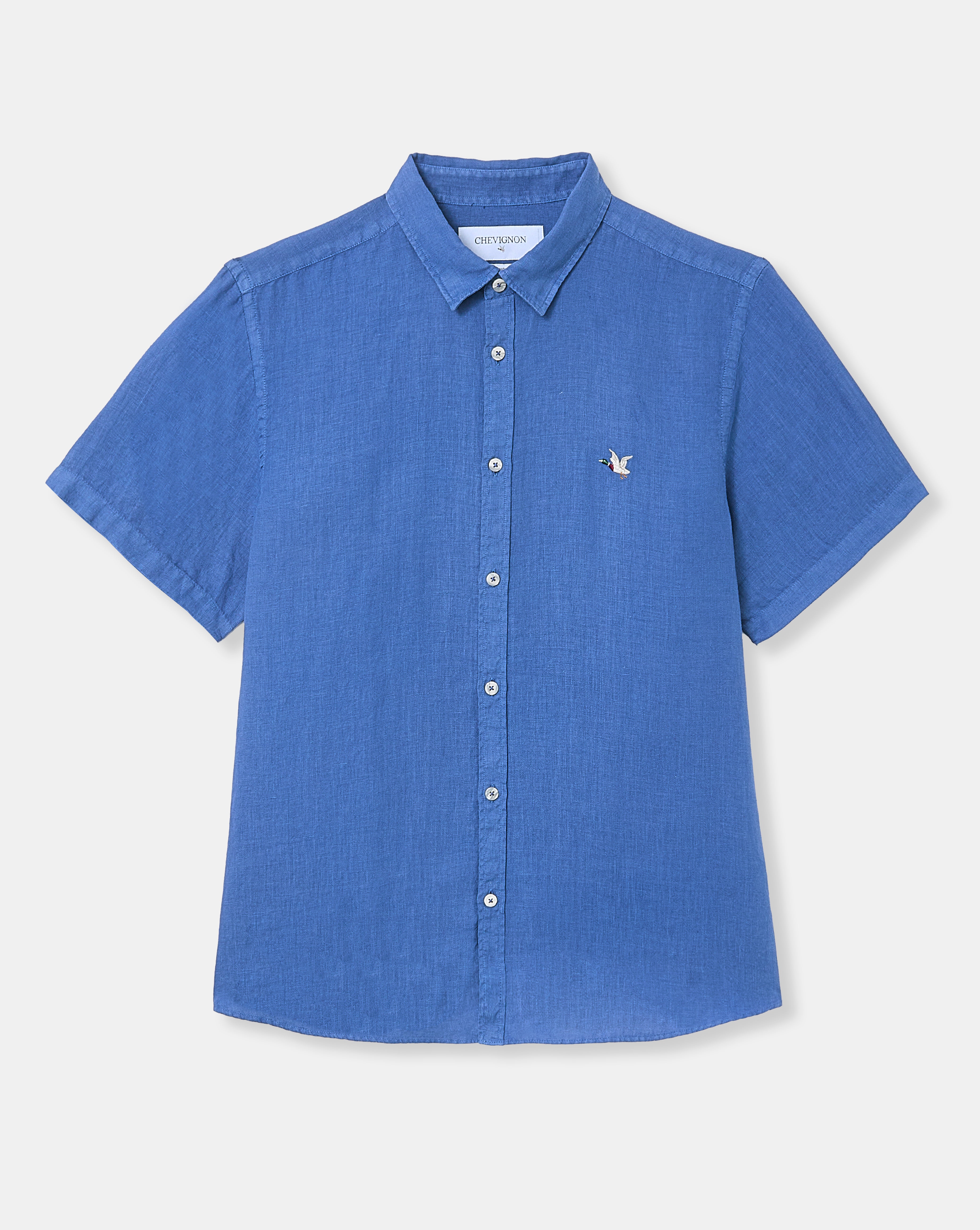 CHEMISE LINO MC BLEU