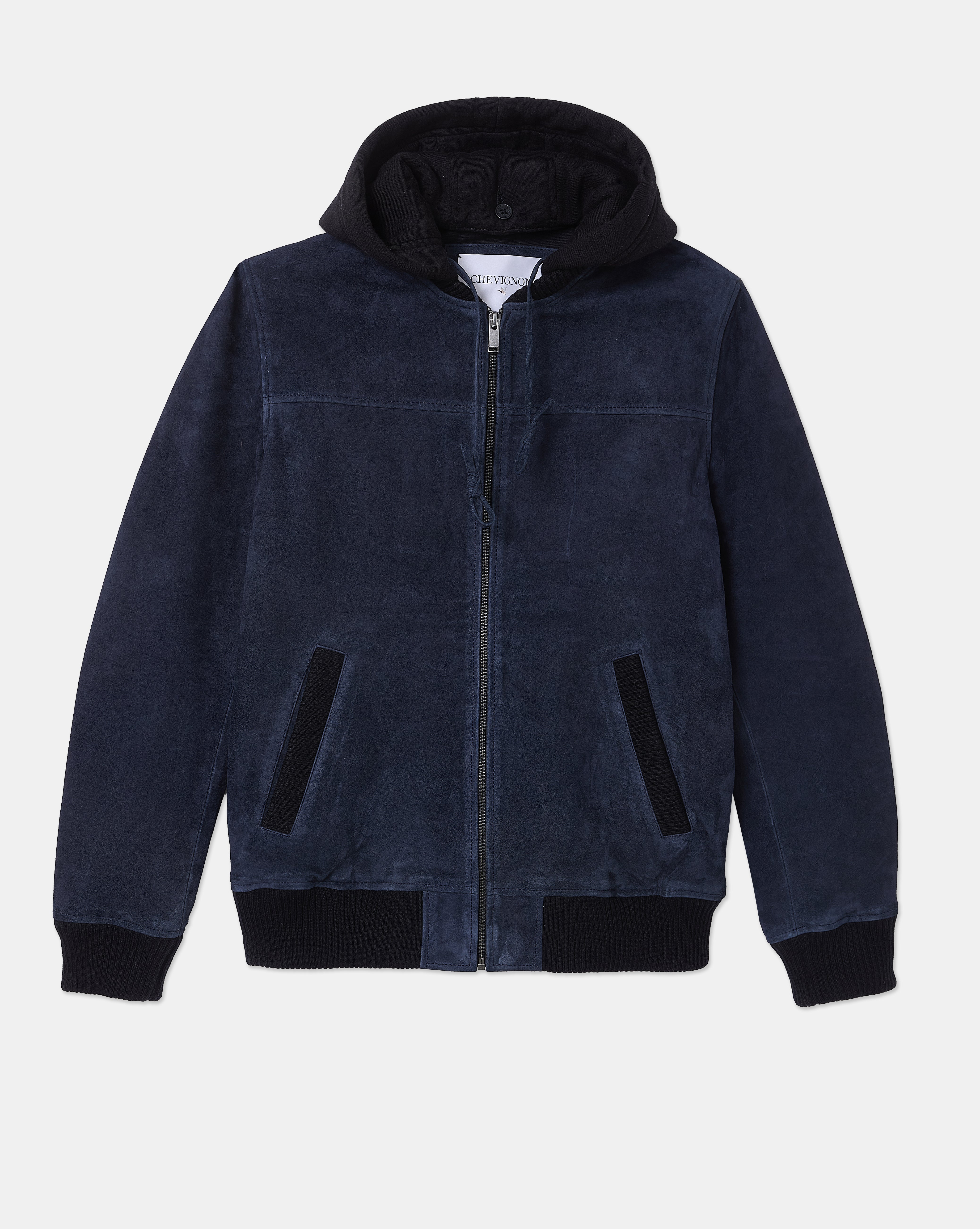 VESTE EN CUIR DJIBRIL SUEDE BLEU
