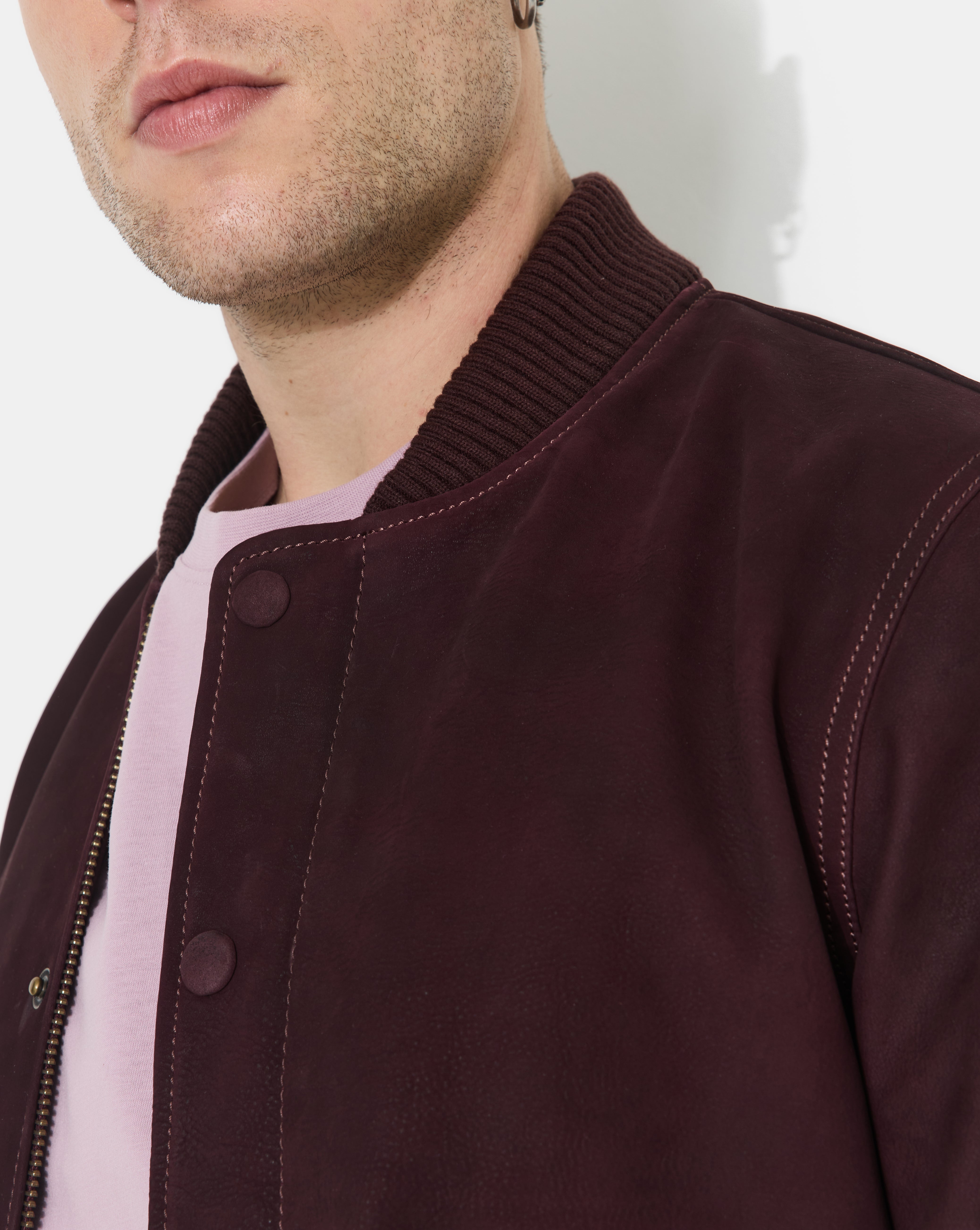 TEDDY EN CUIR DUSTY BURGUNDY