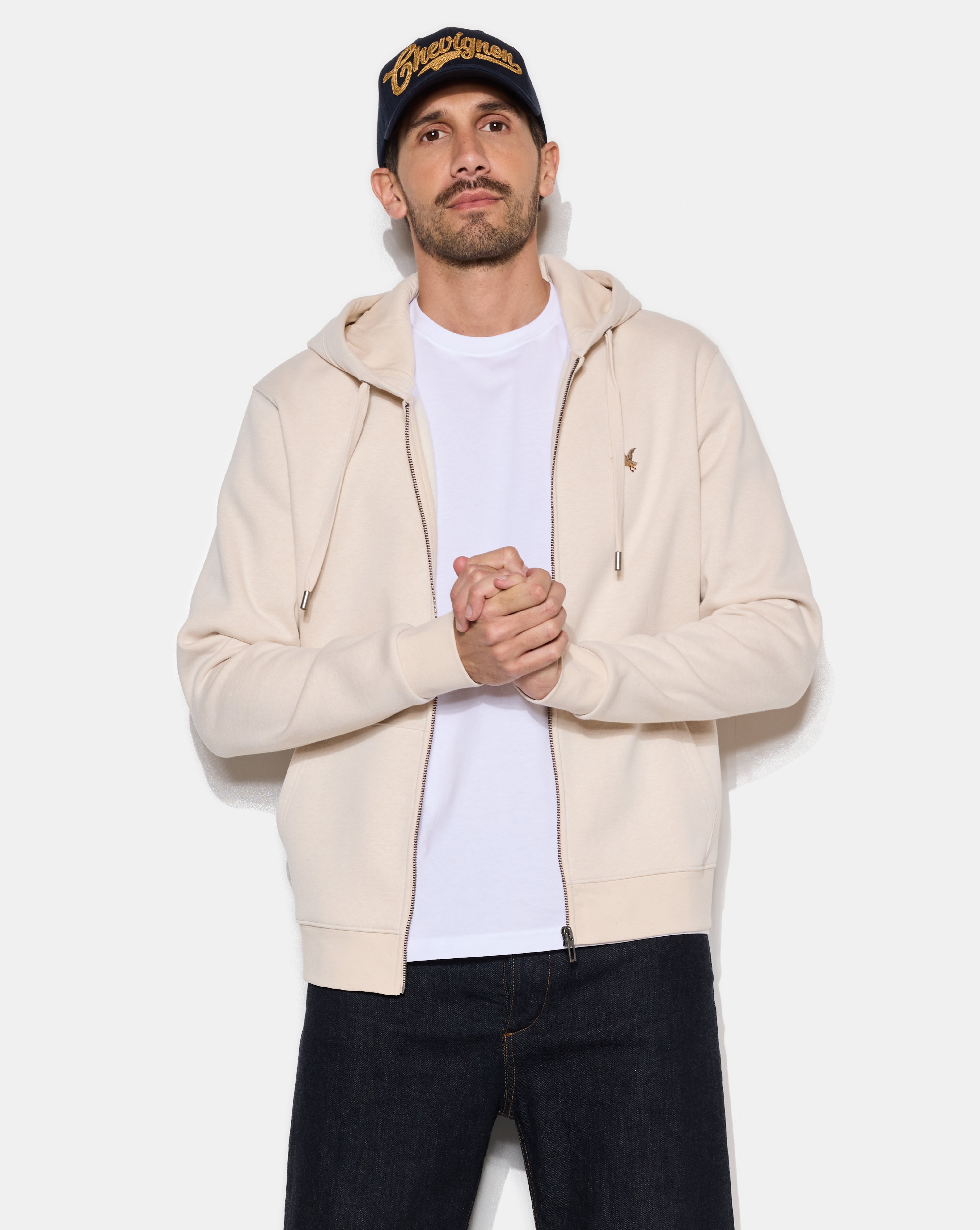BEIGE CITY HOODED SWEATSHIRT