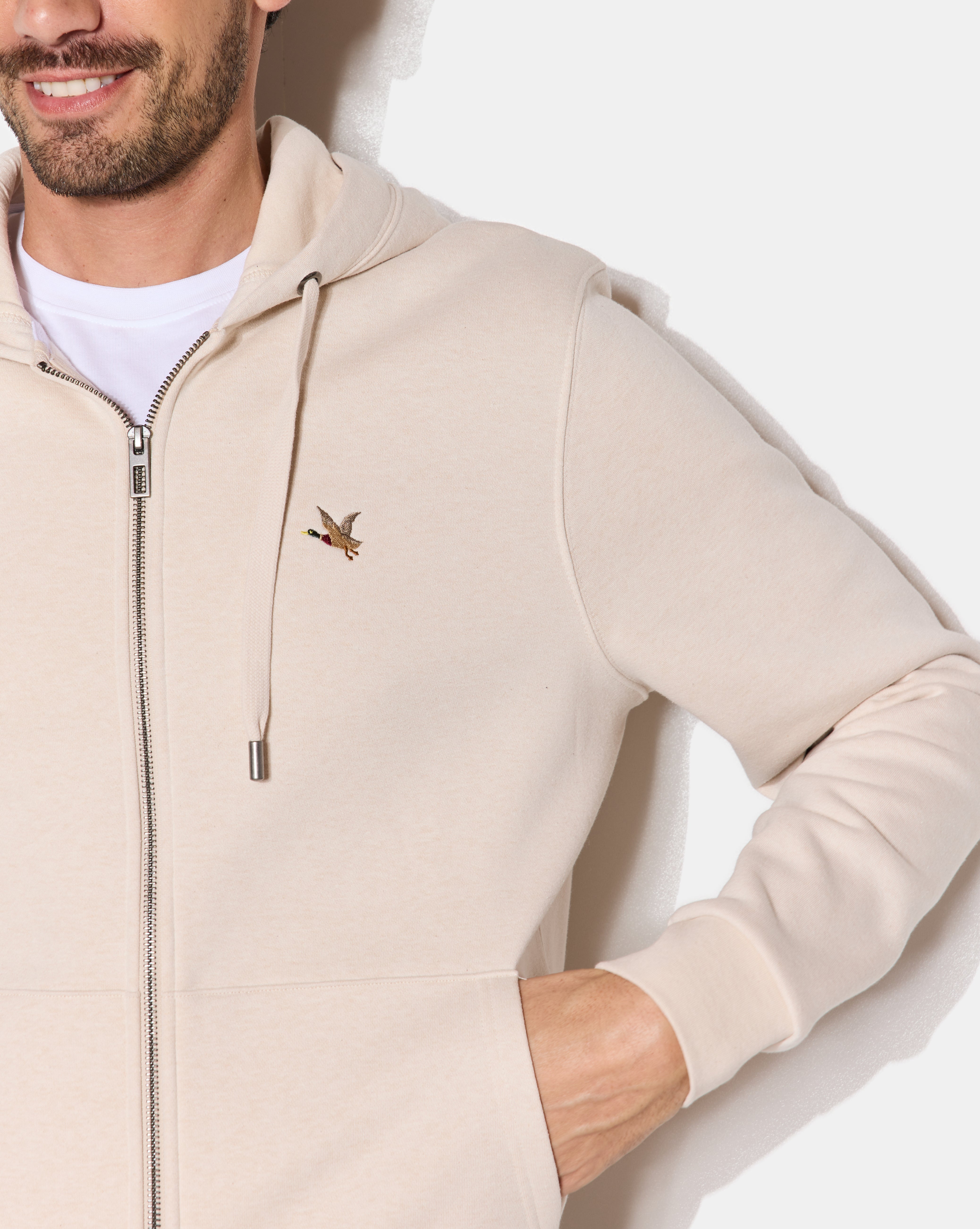 SWEATSHIRT CITY HOOD ZIPPE BEIGE