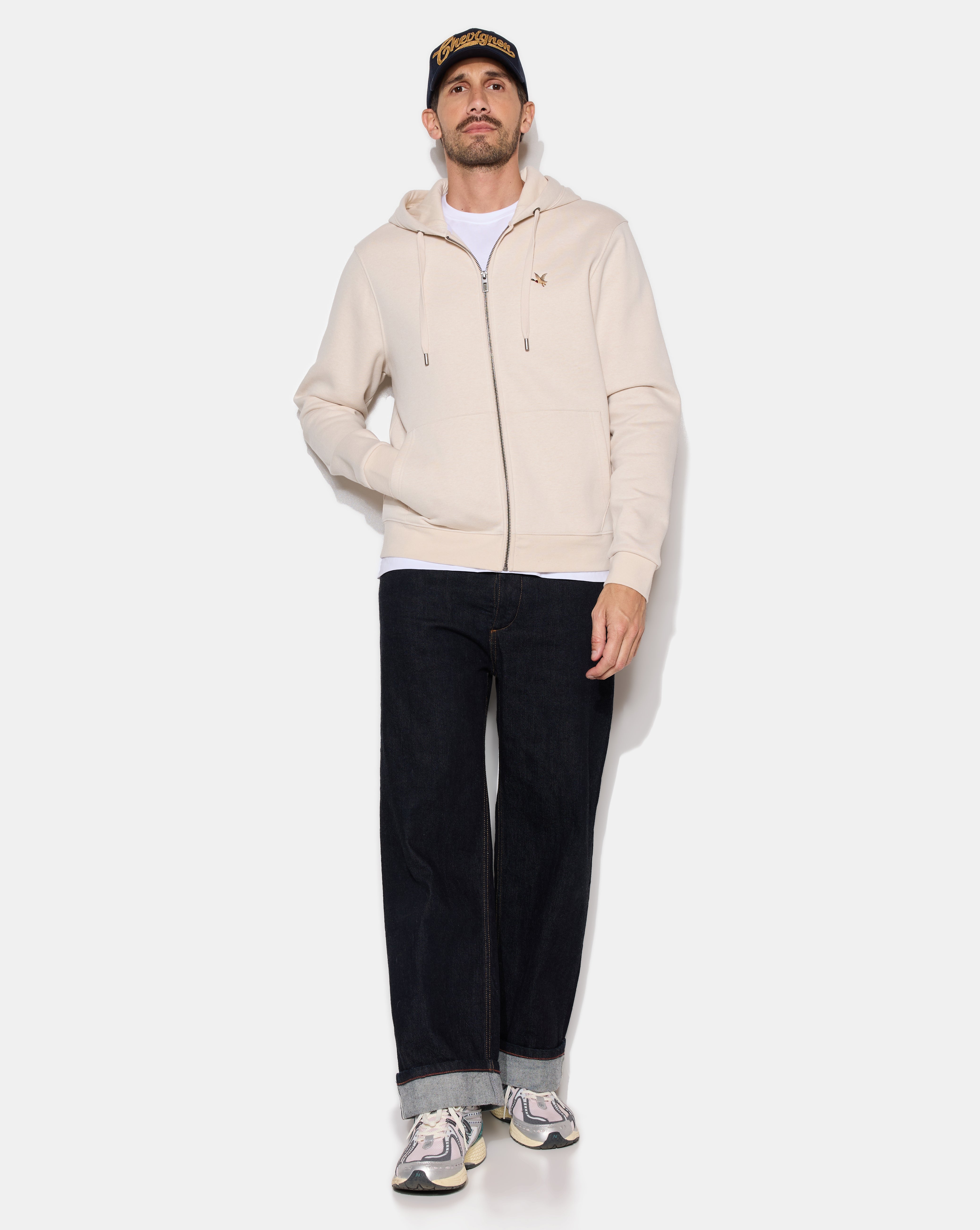 SWEATSHIRT CITY HOOD ZIPPE BEIGE