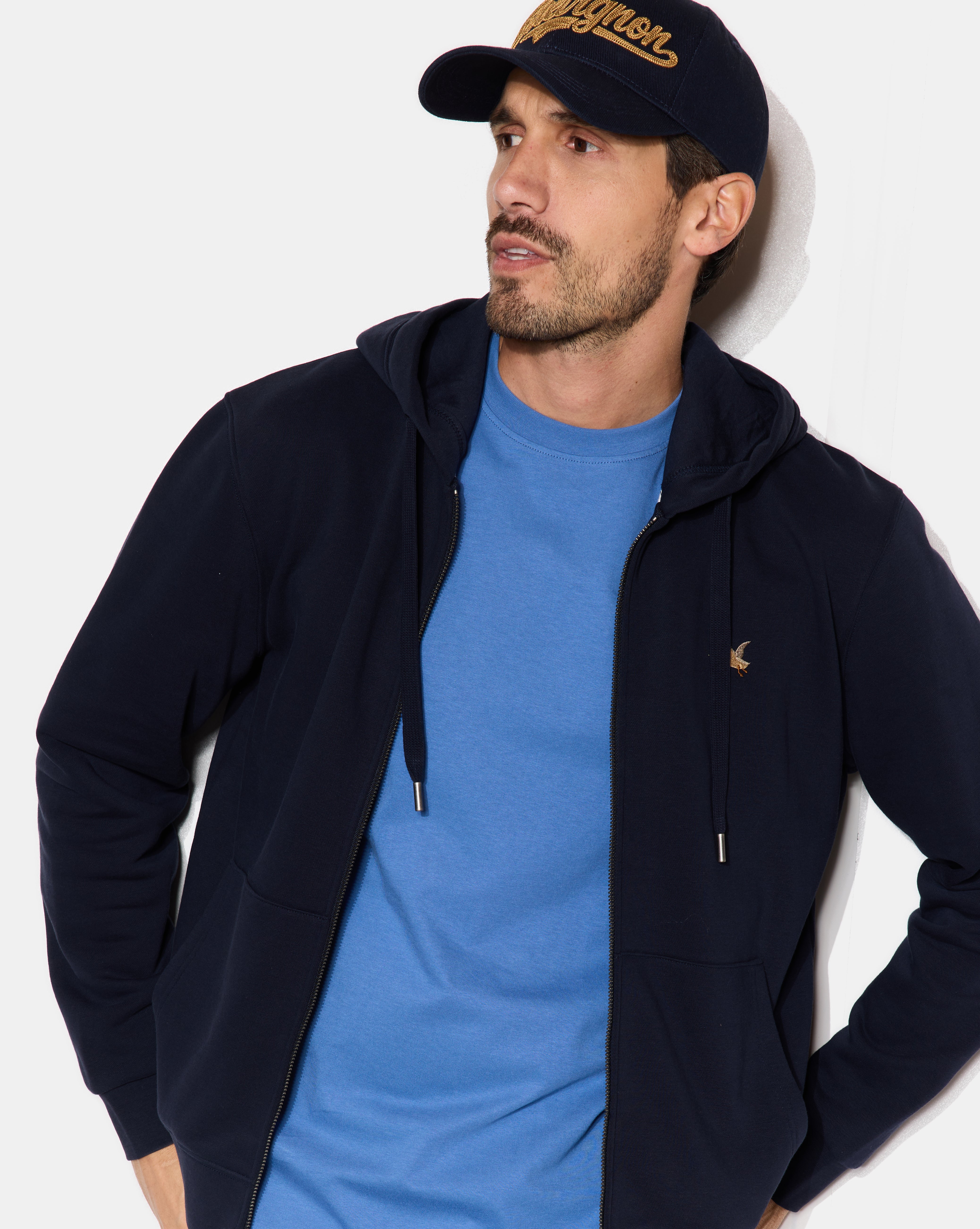 SWEATSHIRT CITY HOOD ZIPPE BLEU MARINE