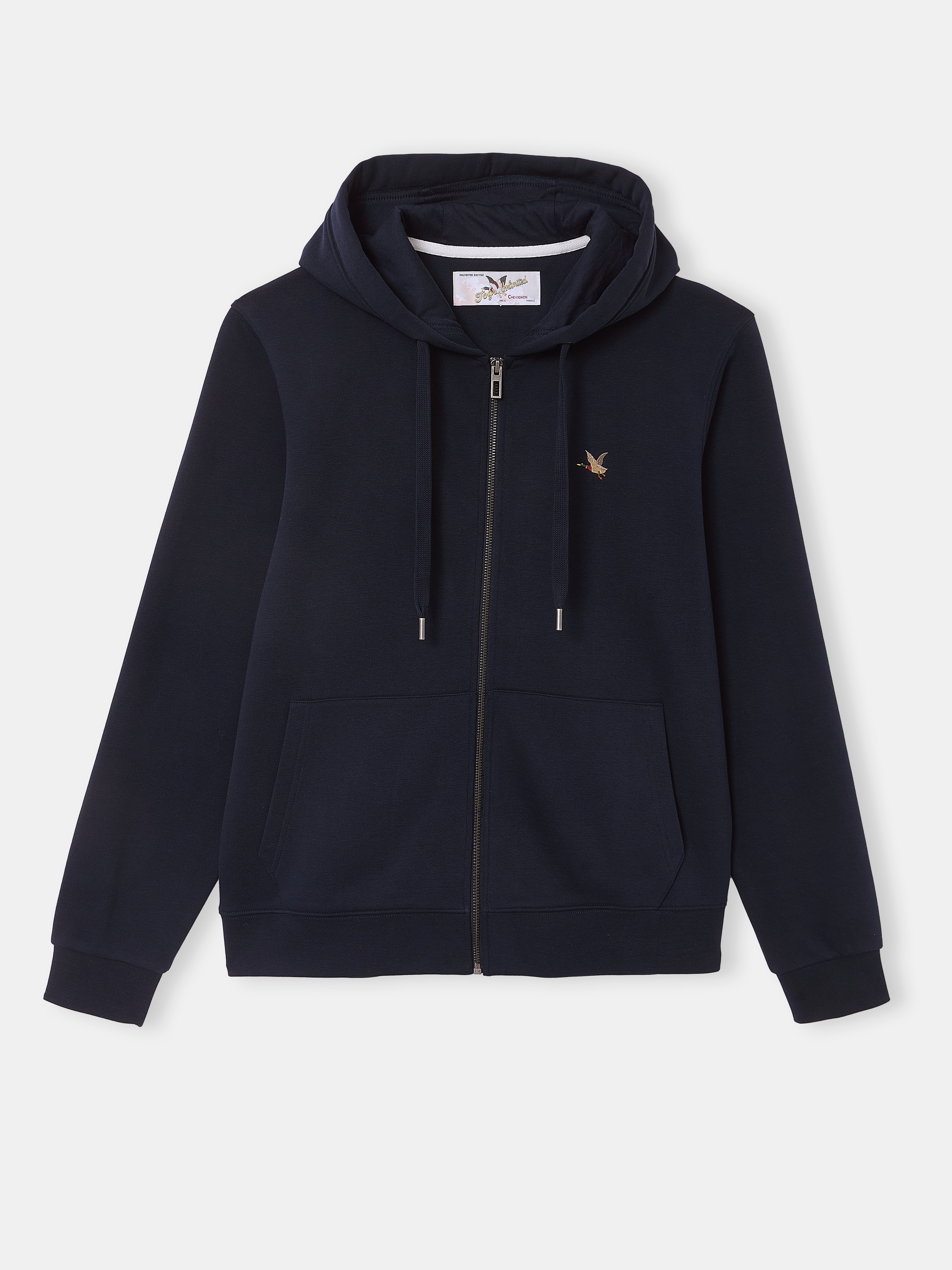 NAVY BLUE ZIPPED CITY HOODED SWEATSHIRT