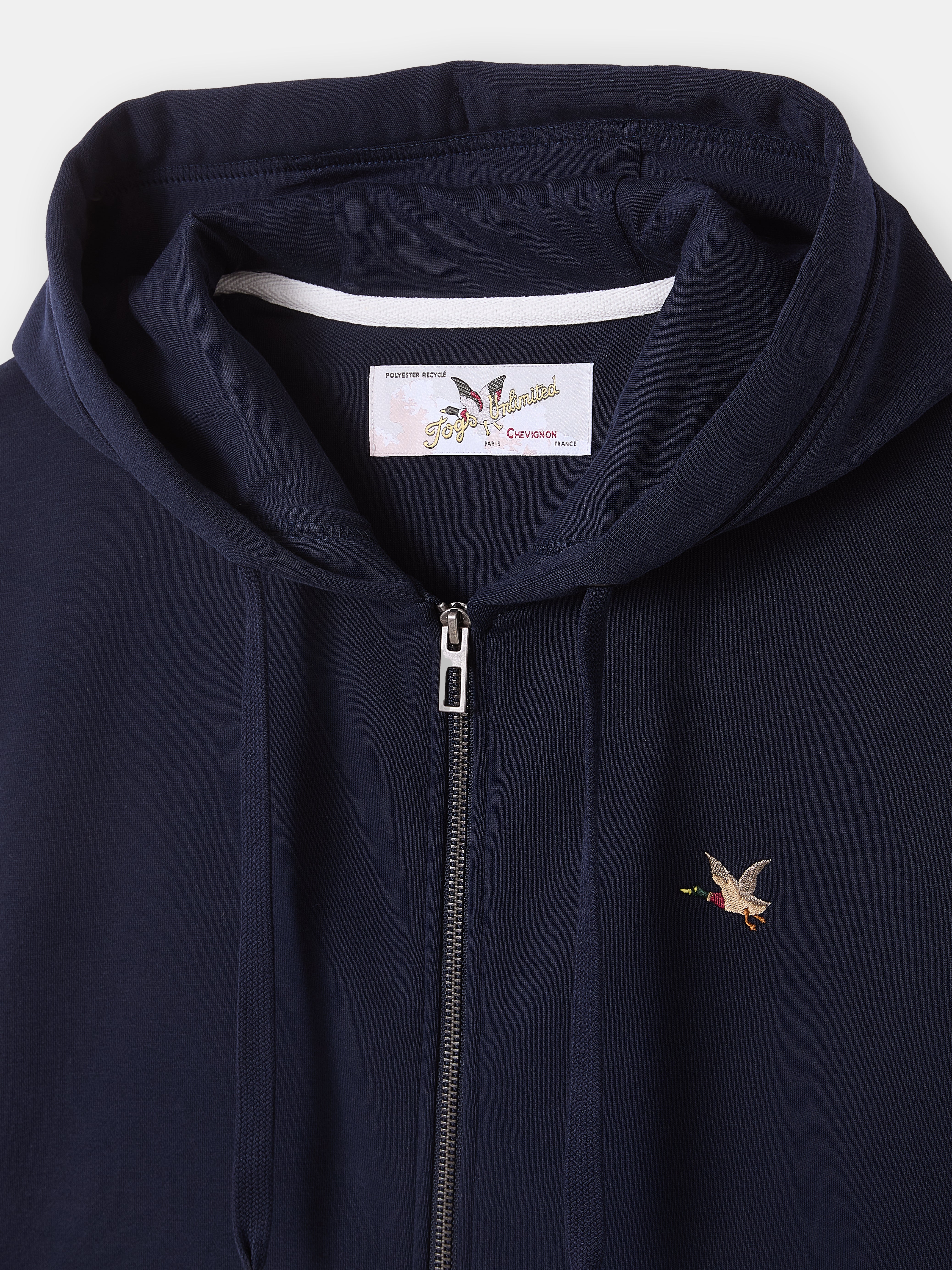 SWEATSHIRT CITY HOOD ZIPPE BLEU MARINE