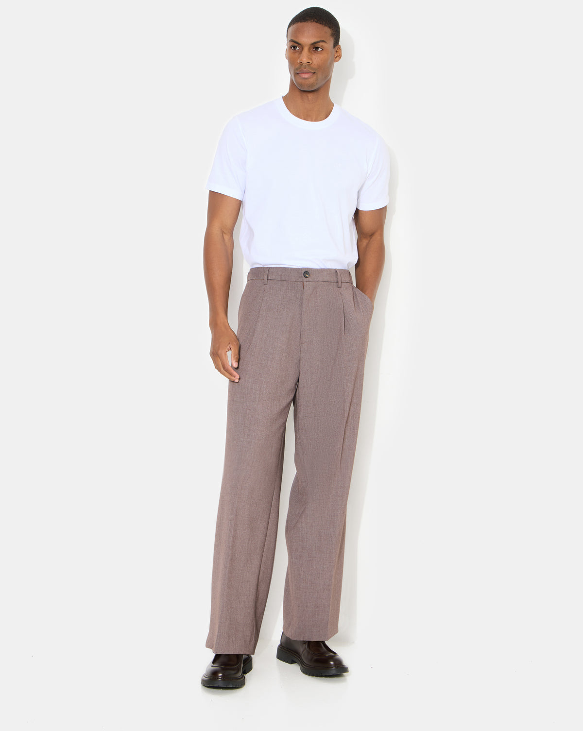 PANTALON PLISSÉ ELIOTT MARRON