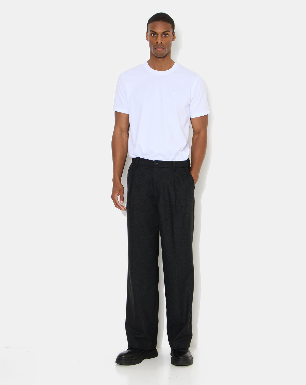 PANTALON PLISSÉ ELIOTT WOOL GRIS