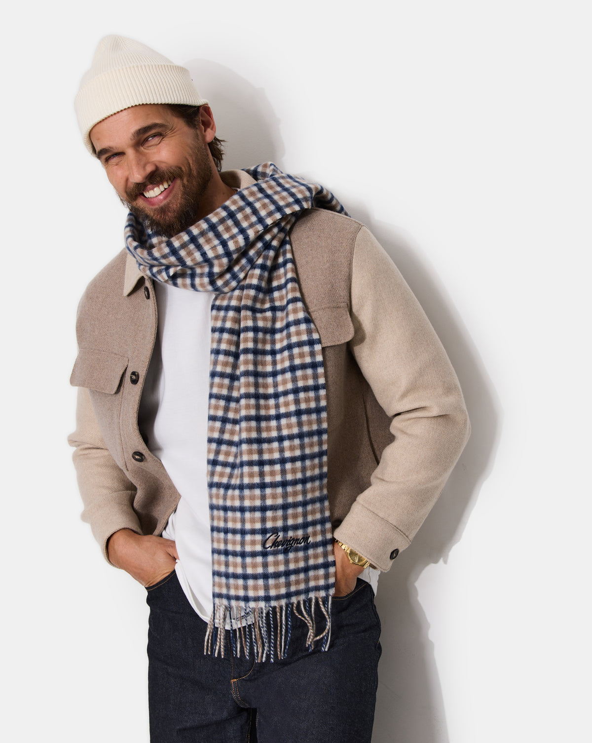 ÉCHARPE EN LAINE ENRIC BEIGE