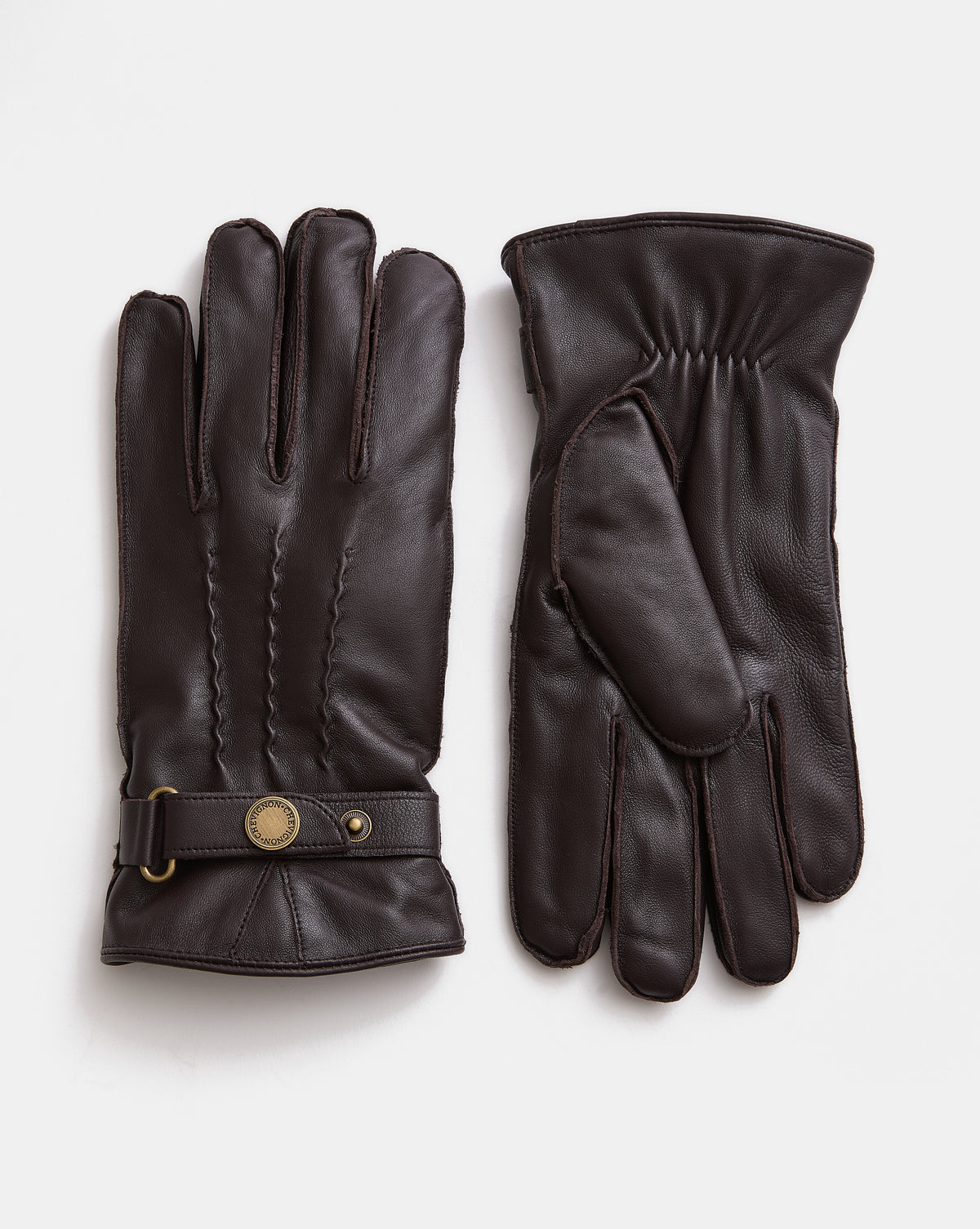 GANTS 3 PLIS EN CUIR MARRON