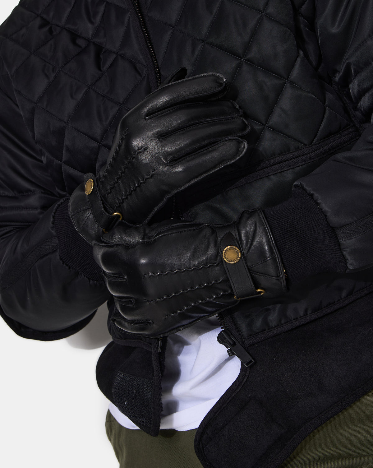 GANTS 3 PLIS EN CUIR NOIR