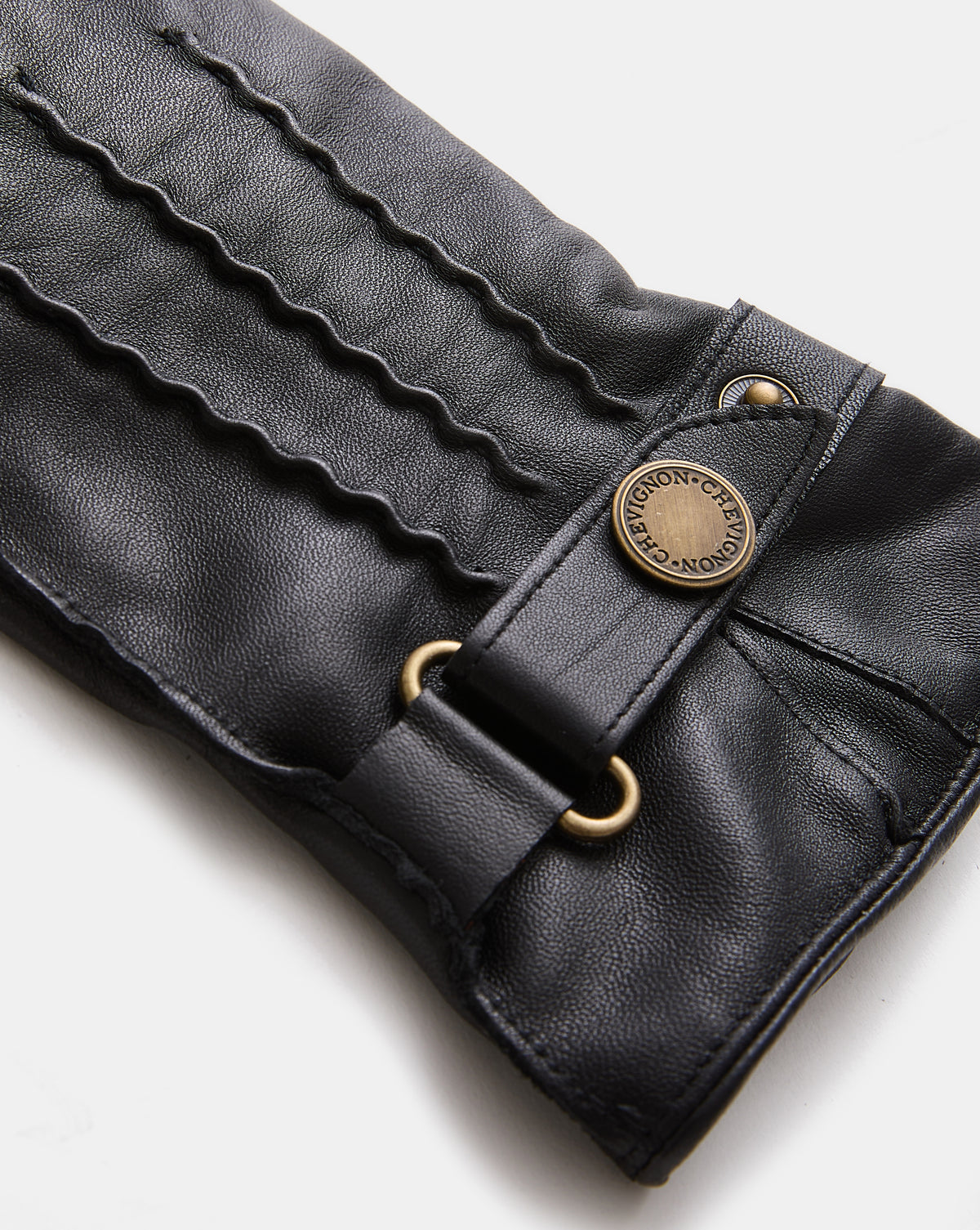 GANTS 3 PLIS EN CUIR NOIR