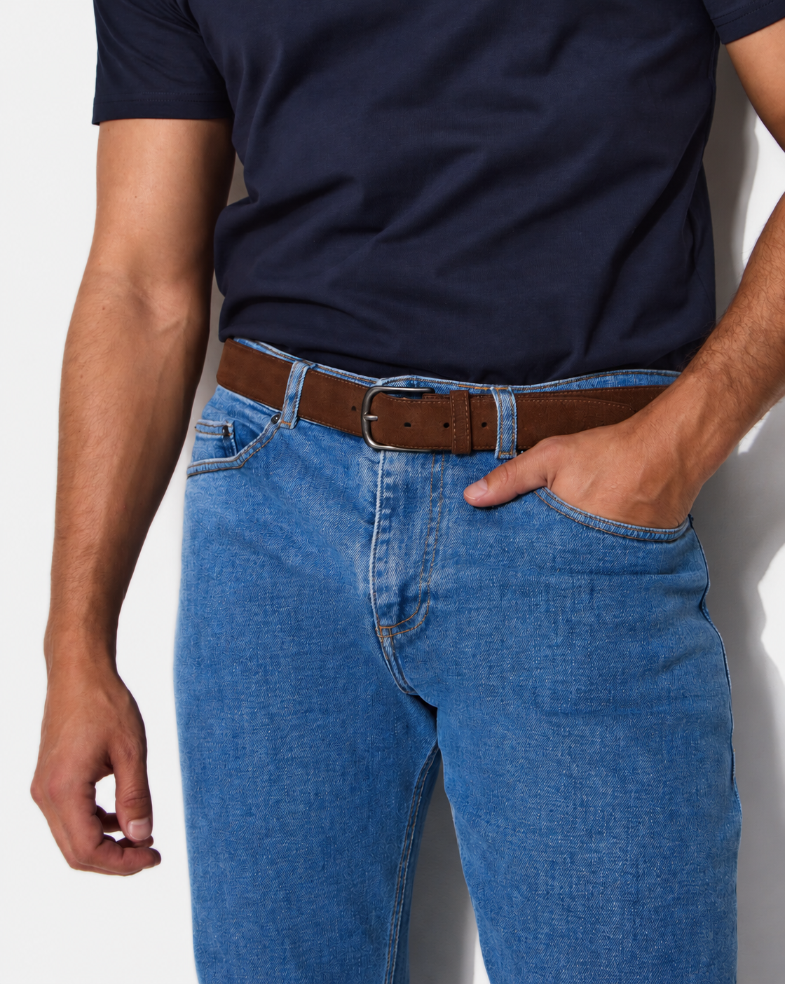 CEINTURE EN CUIR SUÉDÉ EQUINOX MARRON