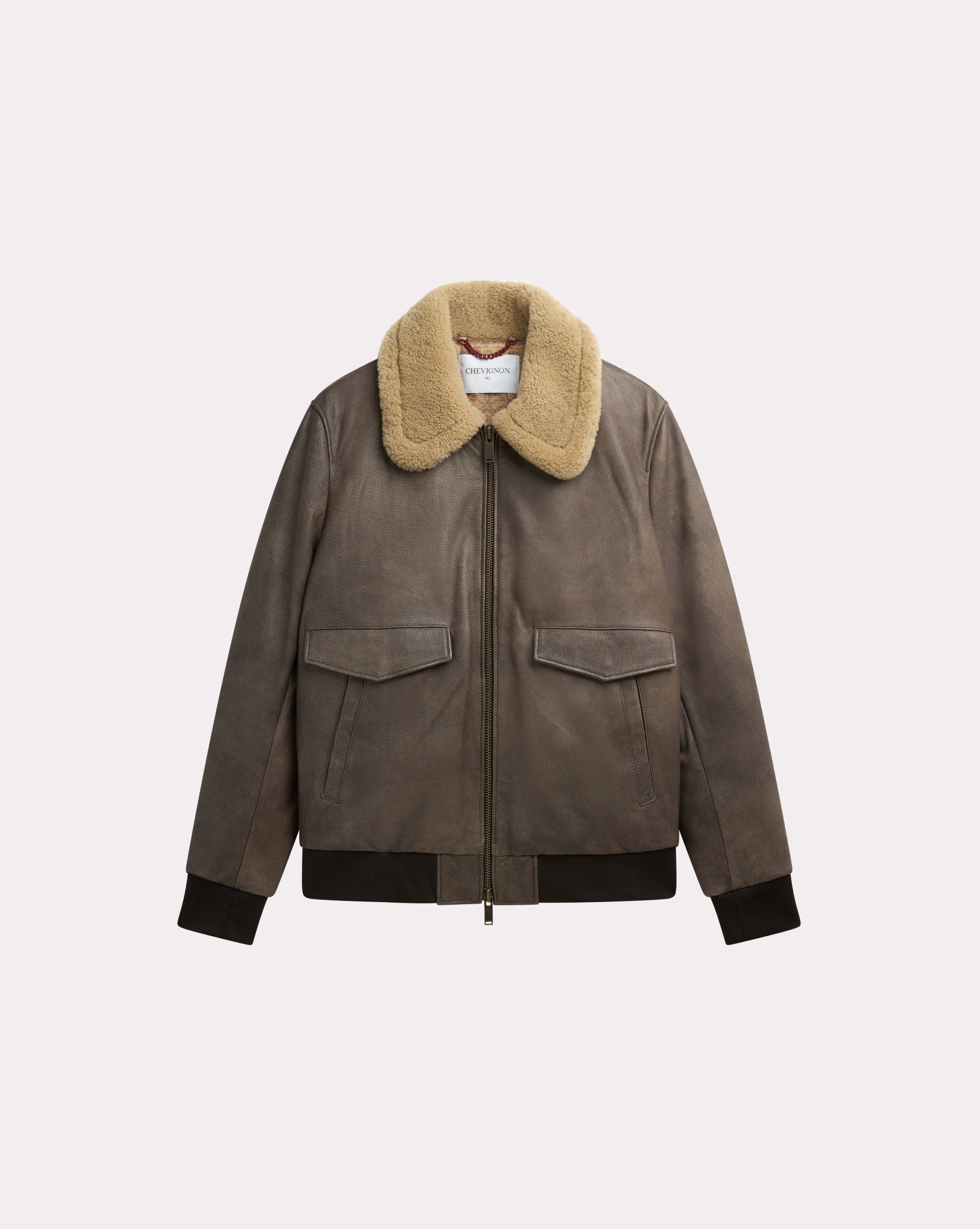 BLOUSON PILOT CUIR MARRON