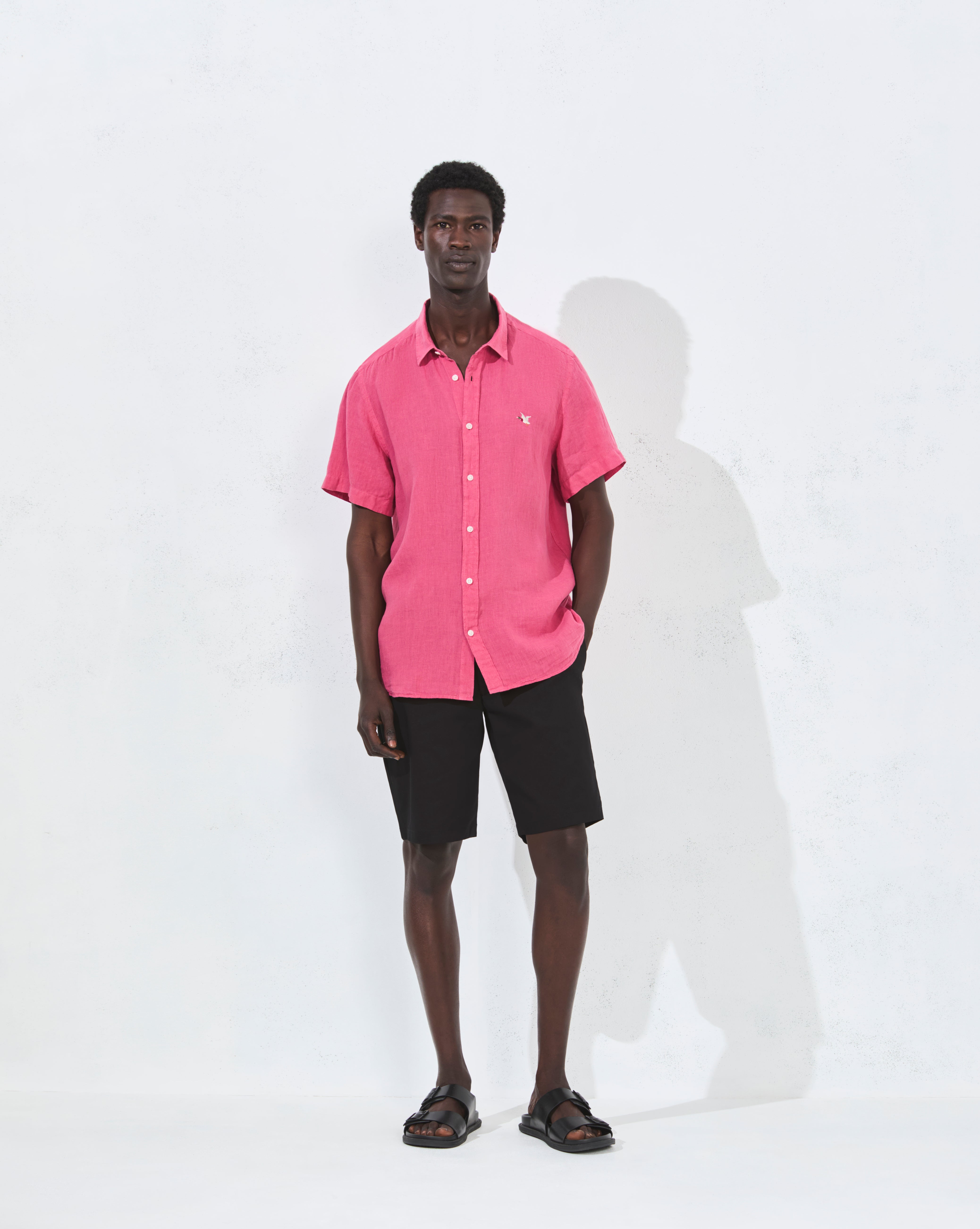 CHEMISE ORLANDO EN LIN ROSE